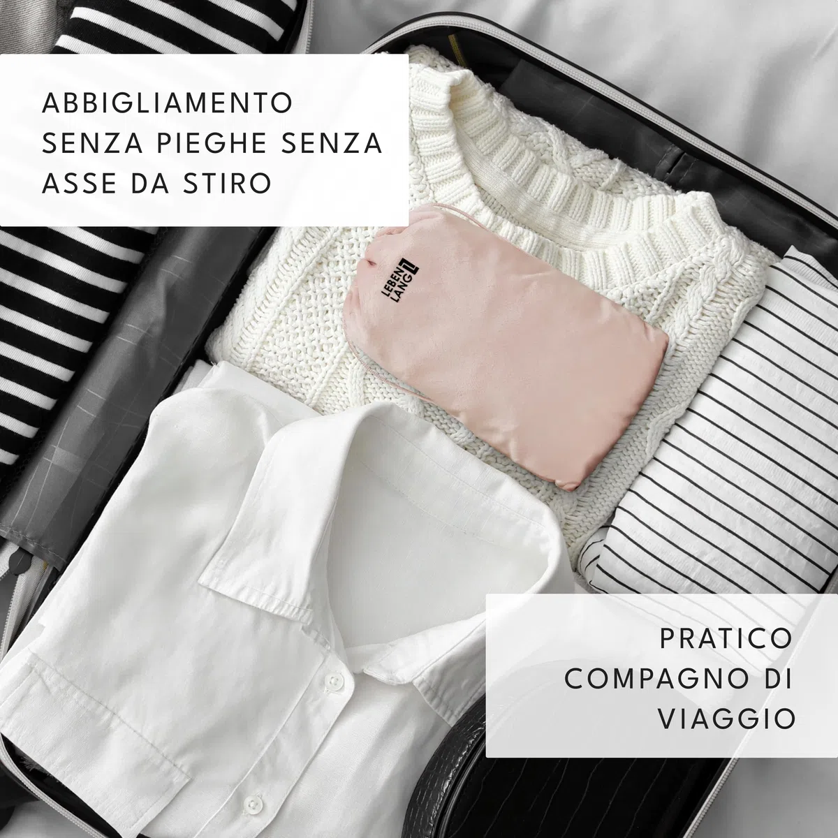 LEBENLANG Ferro da stiro da viaggio - Compatta pieghevole & Incl.con set da viaggio I Ferro da stiro verticale & Portatile Stiratore verticale Stirella a vapore