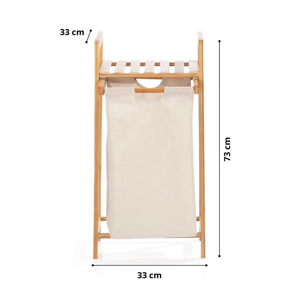 Lumaland - Cesto portabiancheria in bambù con sacco estraibile, materiale di facile manutenzione, resistente all'umidità e facile da pulire, 73 x 33 x 33 cm
