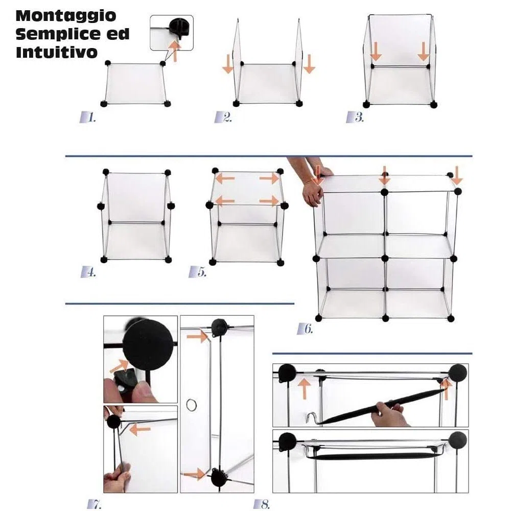 BAKAJI Scarpiera Modulare 10 Cubi Salvaspazio Mobile Porta Scarpe Componibile Modulabile Capacità 20 Paia Storage Organizer Portatile Ingresso Casa Design Moderno Dimensione 95 x 37 x 90 cm