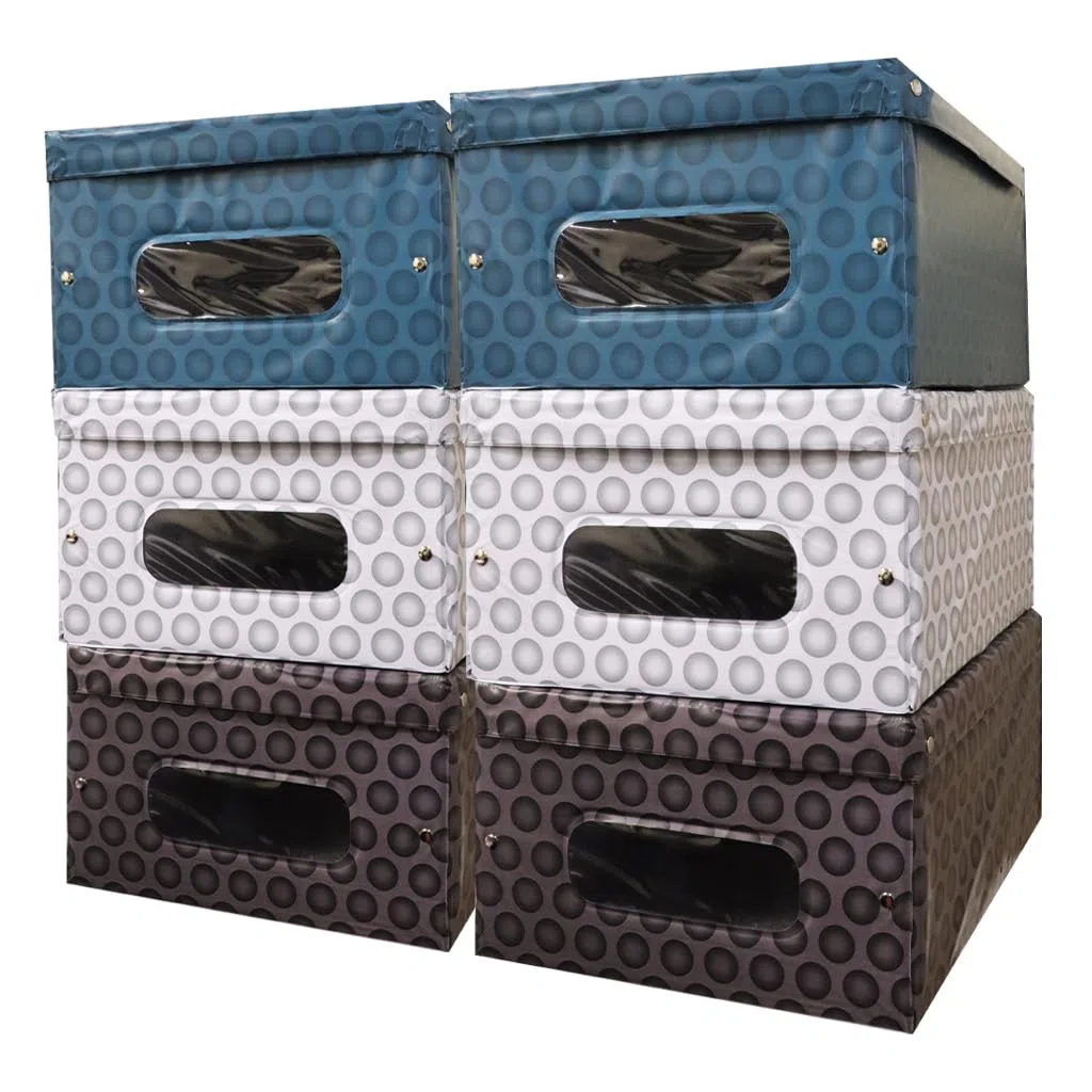 Set Scatole Contenitori - per Armadio, Sottoletto, Organizzatori Rigidi, Salvaspazio, Biancheria, Giochi Bambini, Scarpe, Coperte, Impilabili, Richiudibili - Assortito (Golf-6 pz)