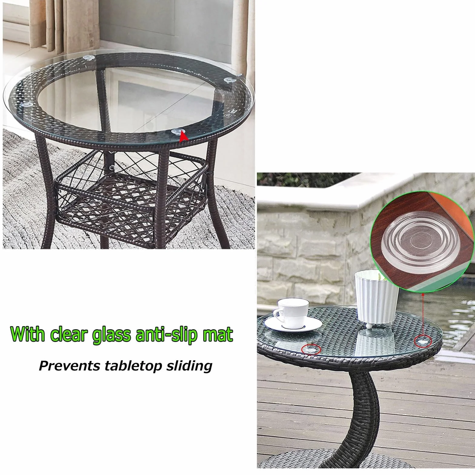 V3VOGUE Piano Tavolo in Vetro Temperato, Tavolo Pranzo in Vetro Rotondo Ø35cm-100cm, Vassoio in Vetro, Spessore: 8 Mm, Bordo Arco Lucido, per Interni Esterni Ripiano(35cm)