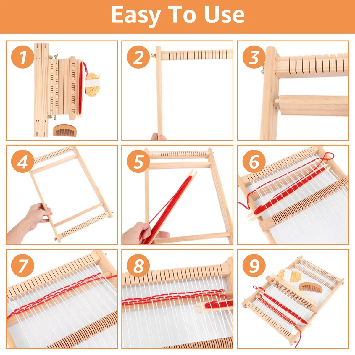 WOPPLXY Cornice per la scuola con navi tessiture, 40 x 27 cm, set di cornici in legno, telaio in legno e accessori, telaio in legno per tessitura e design