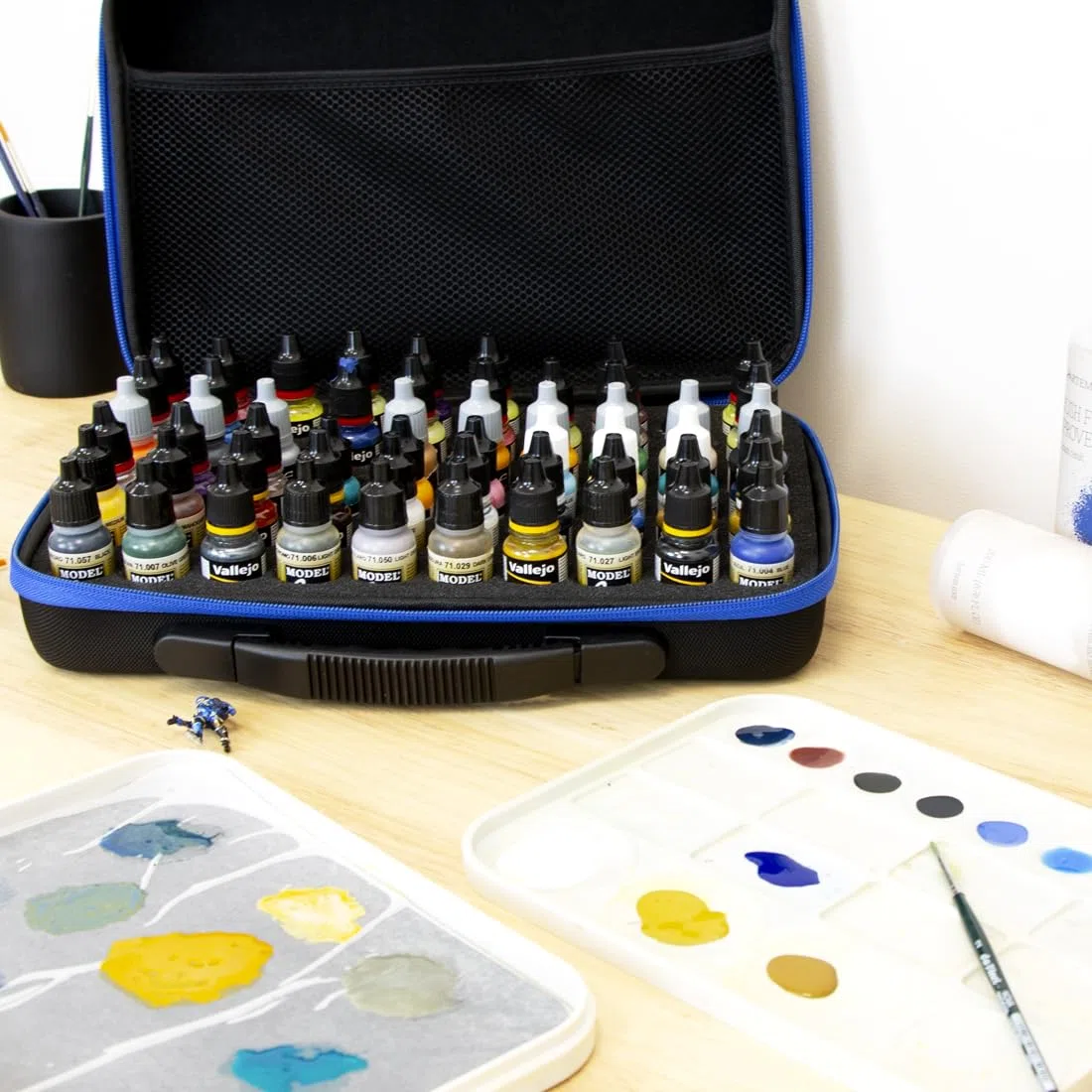 Hartem - Astuccio portatile per inchiostri all'alcool e vernici acriliche di modellismo | Capacità di 60 bottiglie per Diamond Painting | Schiuma Foam, tasca interna e doppia chiusura lampo