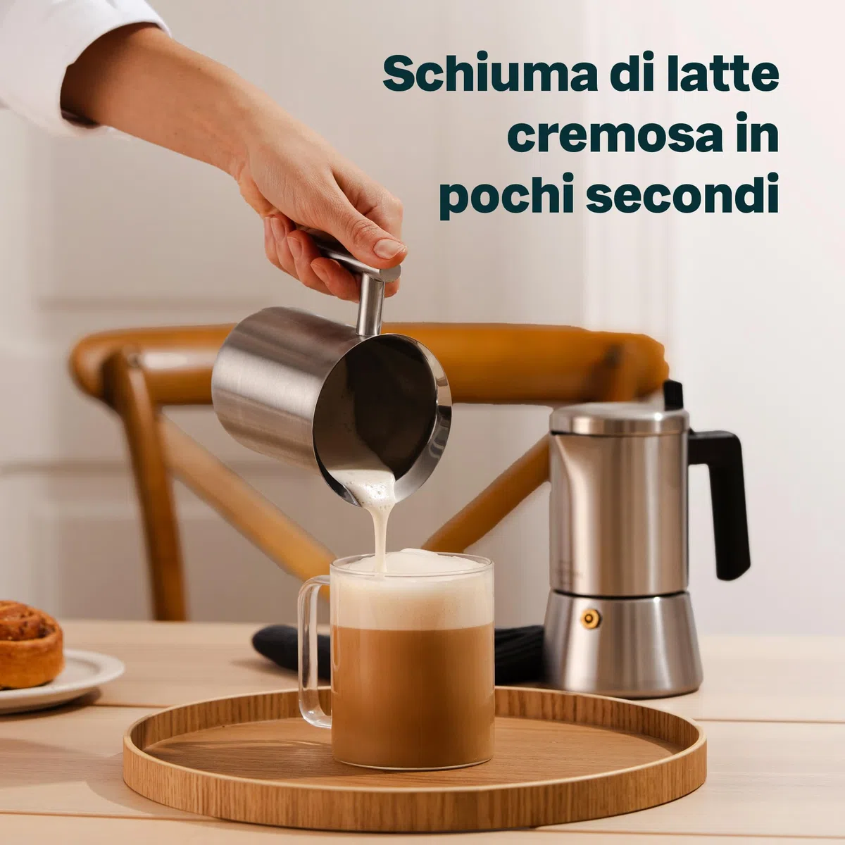 SILBERTHAL Montalatte manuale 400ml - Acciaio Inox - Cappuccinatore Manuale