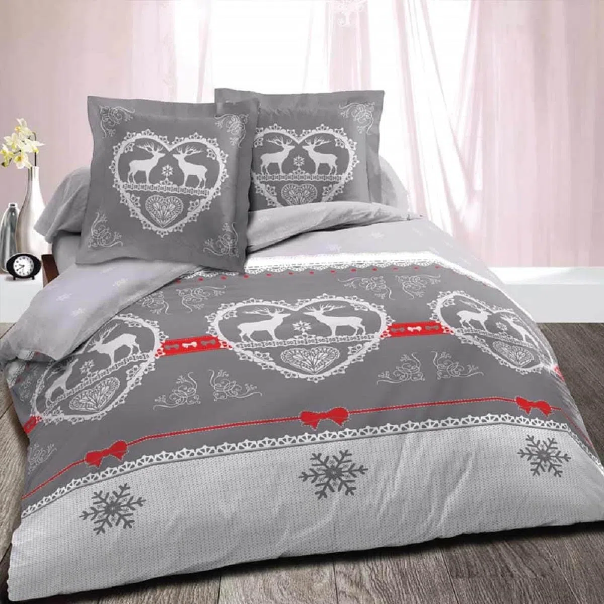 Alpes Blanc Copripiumino Chalet Winter Grigio/Biancheria da letto/Esprit Mountain (220_x_240_cm)