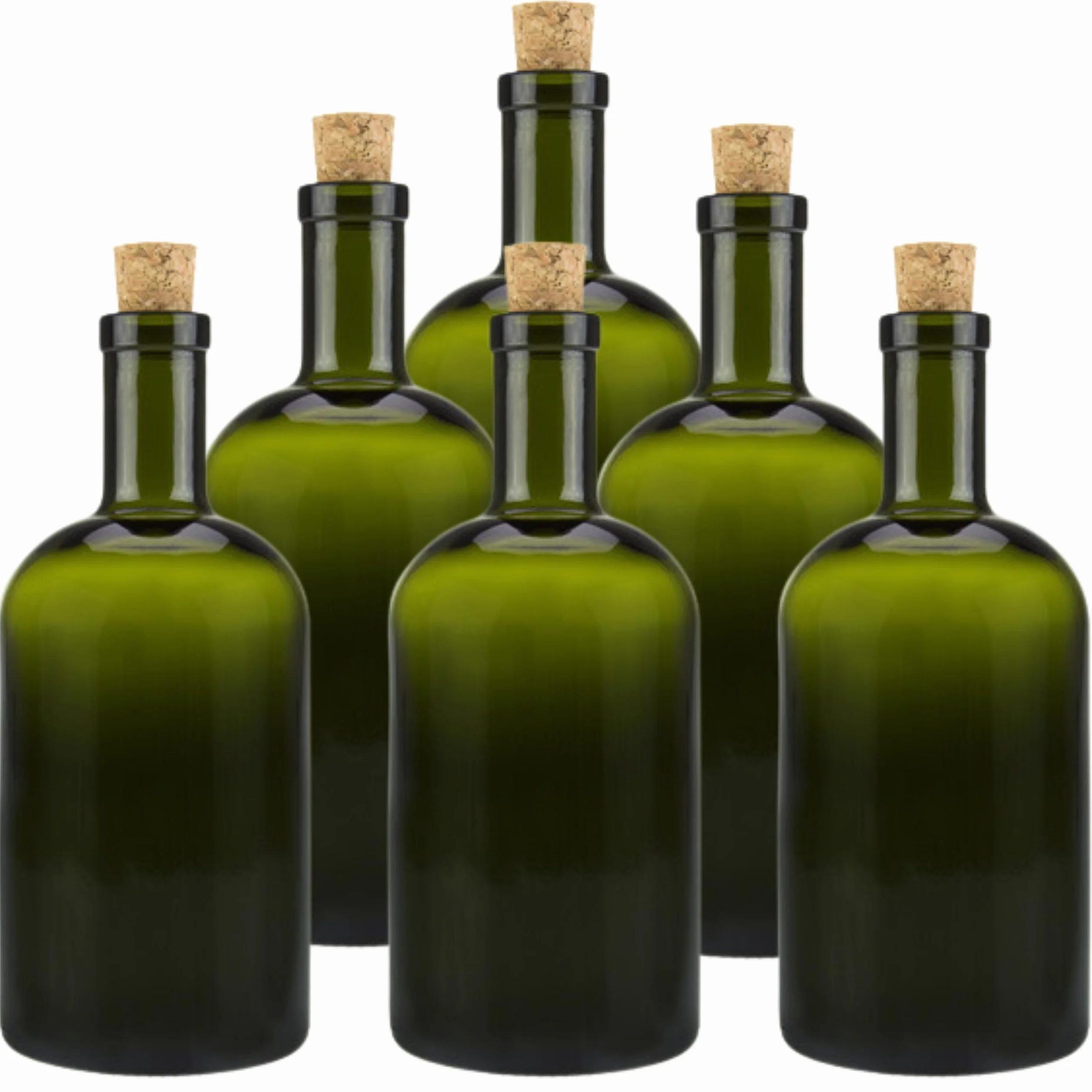 mikken 6 bottiglie di vetro verde/marrone da 500 ml con tappo in sughero