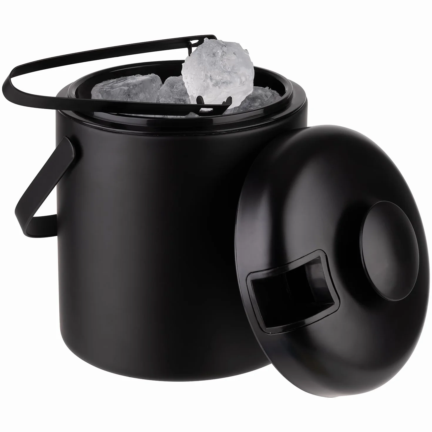 APS 36016 - Set di secchi per ghiaccio in nero, Ø 14 cm, altezza: 22 cm, 1,3 litri