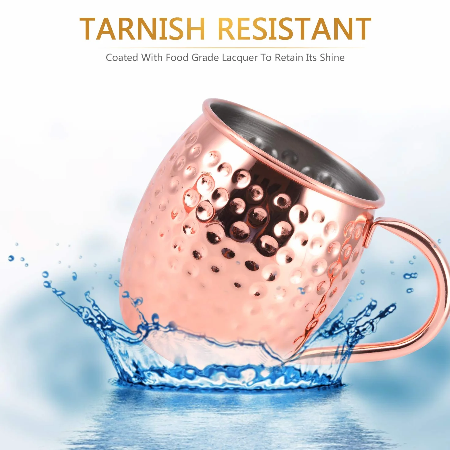 Bicchieri Rame Moscow Mule Set di 4, 100% Tazze Rame Lavorate a Mano, set da 550ml con BONUS: 4 Cannucce di Rame da Cocktail di Alta Qualità e 1 Jigger