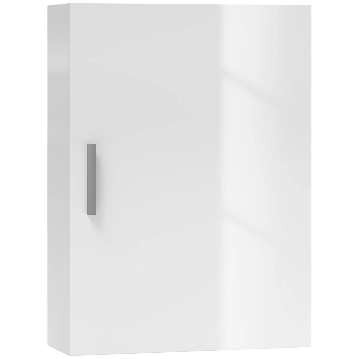 HOMCOM Armadietto Bagno da Parete in Legno e Vetro, Pensile Bagno con 3 Ripiani Regolabili su 3 Livelli, Mobiletto Sospeso con Porta, 40x15x55 cm, Bianco Lucido