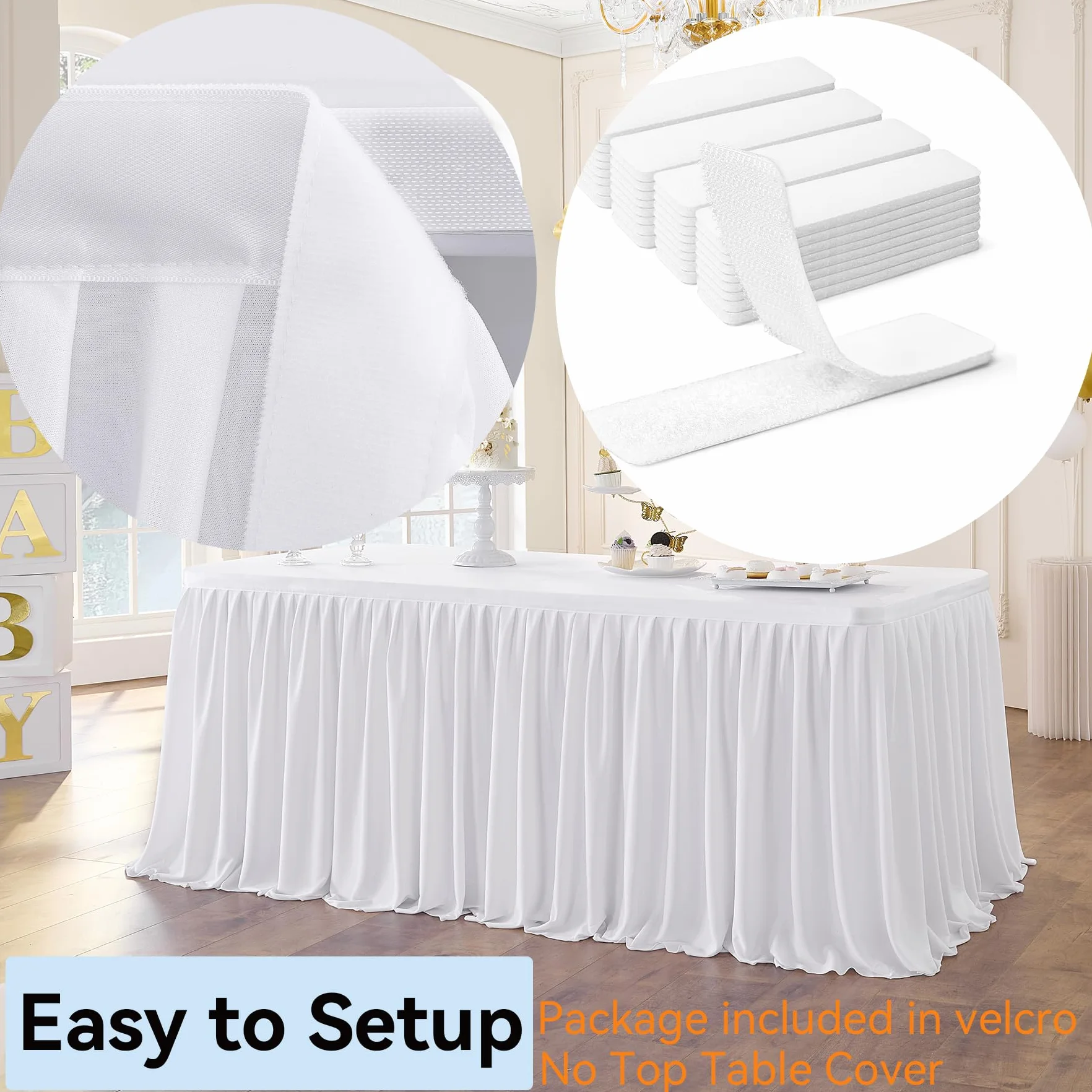 NSSONBEN Bianco Tutu Gonna da Tavolo Bianco Tulle Gonne da Tavolo per Feste Matrimoni Festa di Compleanno Bambino Doccia Decorazione 2Yard/6ft/L183cm*H77cm