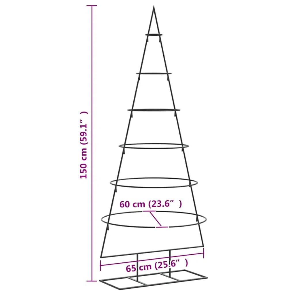 vidaXL Albero di Natale Decorativo in Metallo Nero 150 cm, Albero di Natale Decorativo, Albero di Natale, Decorazione di Natale