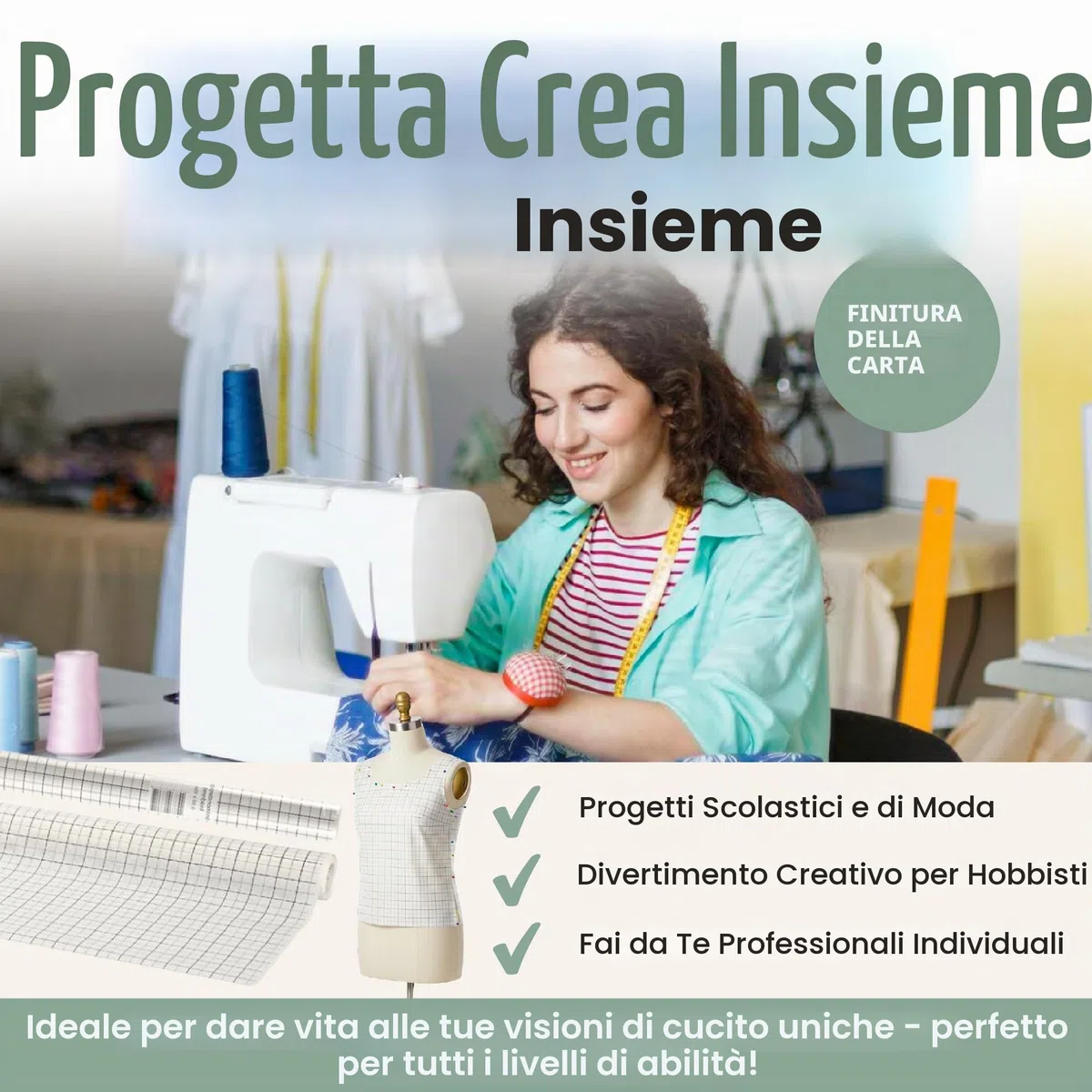 Rotolo di carta a quadretti per realizzare cartamodelli per abiti da donna, larghezza: 80 cm, 15 m