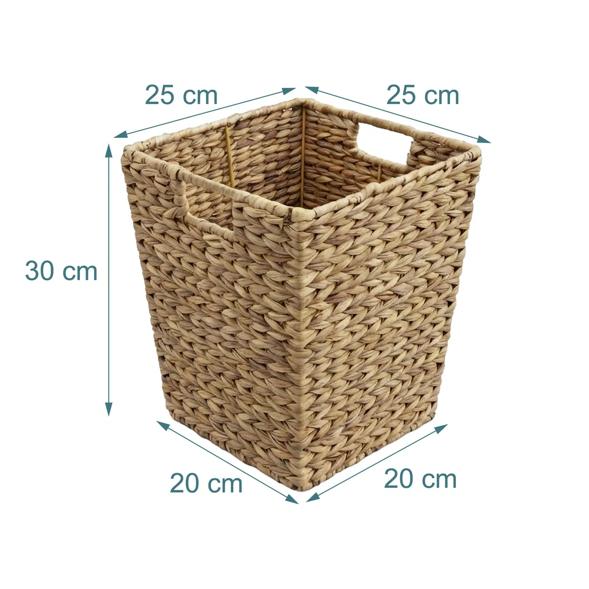 Relaxdays Cestino in giacinto d'Acqua, Quadrato, Naturale, 30x25x25 cm per Ufficio e Soggiorno