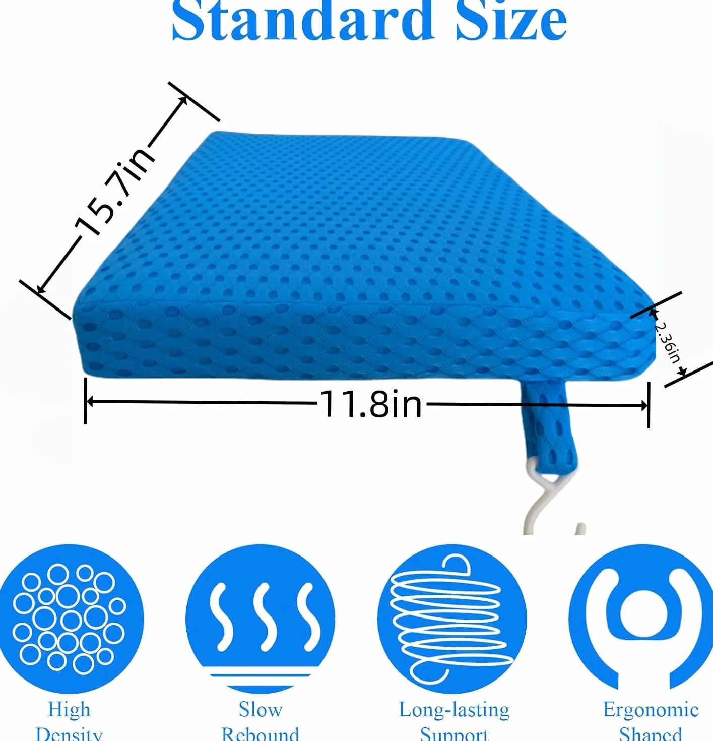 Tappetino Per Sedia da Doccia, Morbido Cuscino in Rete 4D Cuscino per Panca da Bagno, Imbottito Per Sauna, Materassino in Rete 3D con Gancio, Antiscivolo, Design per Anziani, Senior, Disabili (Blu)