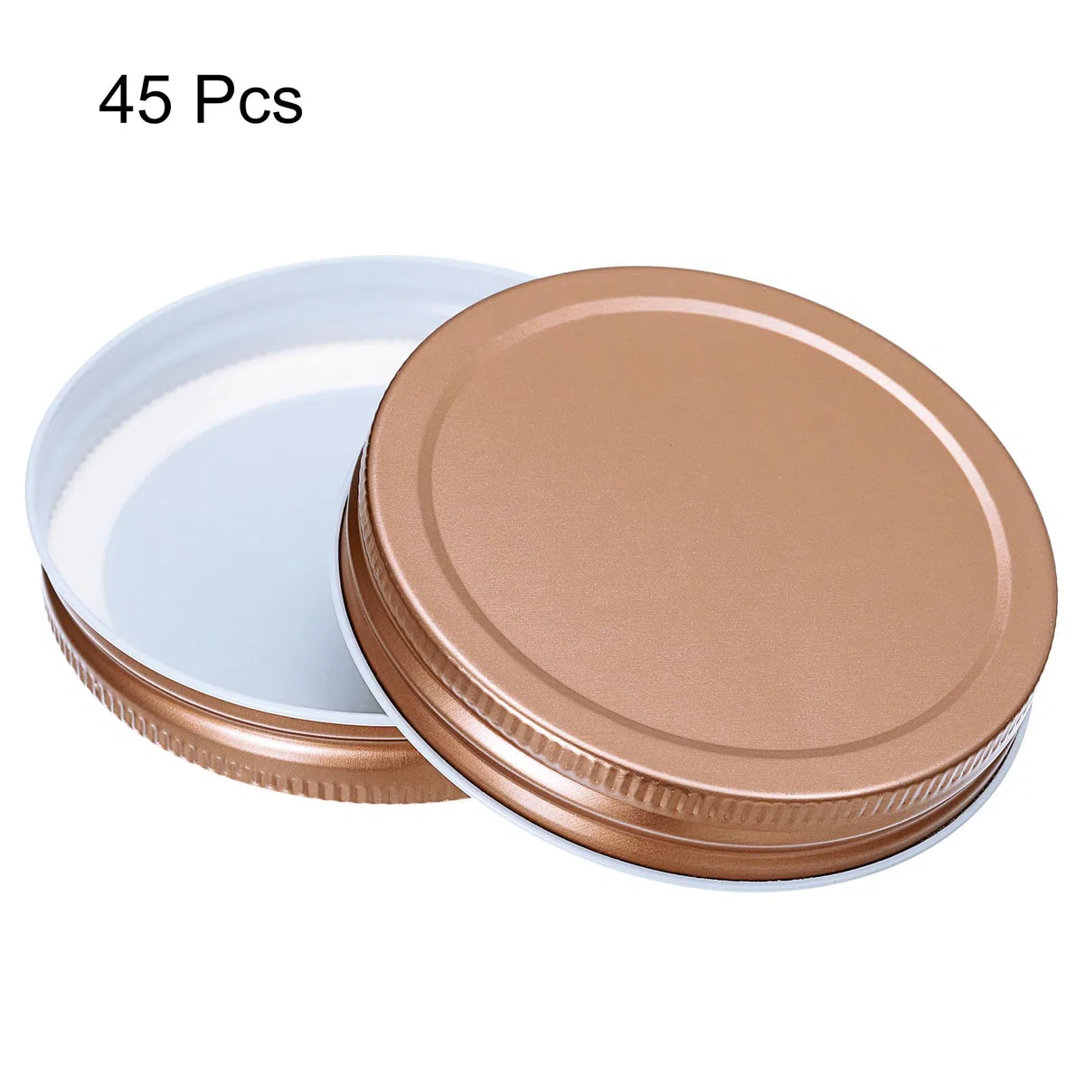 QUARKZMAN 45pz Coperchi per Barattoli Mason Jar, 86mm/3,39" Tappi in Lamiera Stagnata Bocca Regolare Antigoccia per Conservare Alimenti in Cucina, Oro Rosa