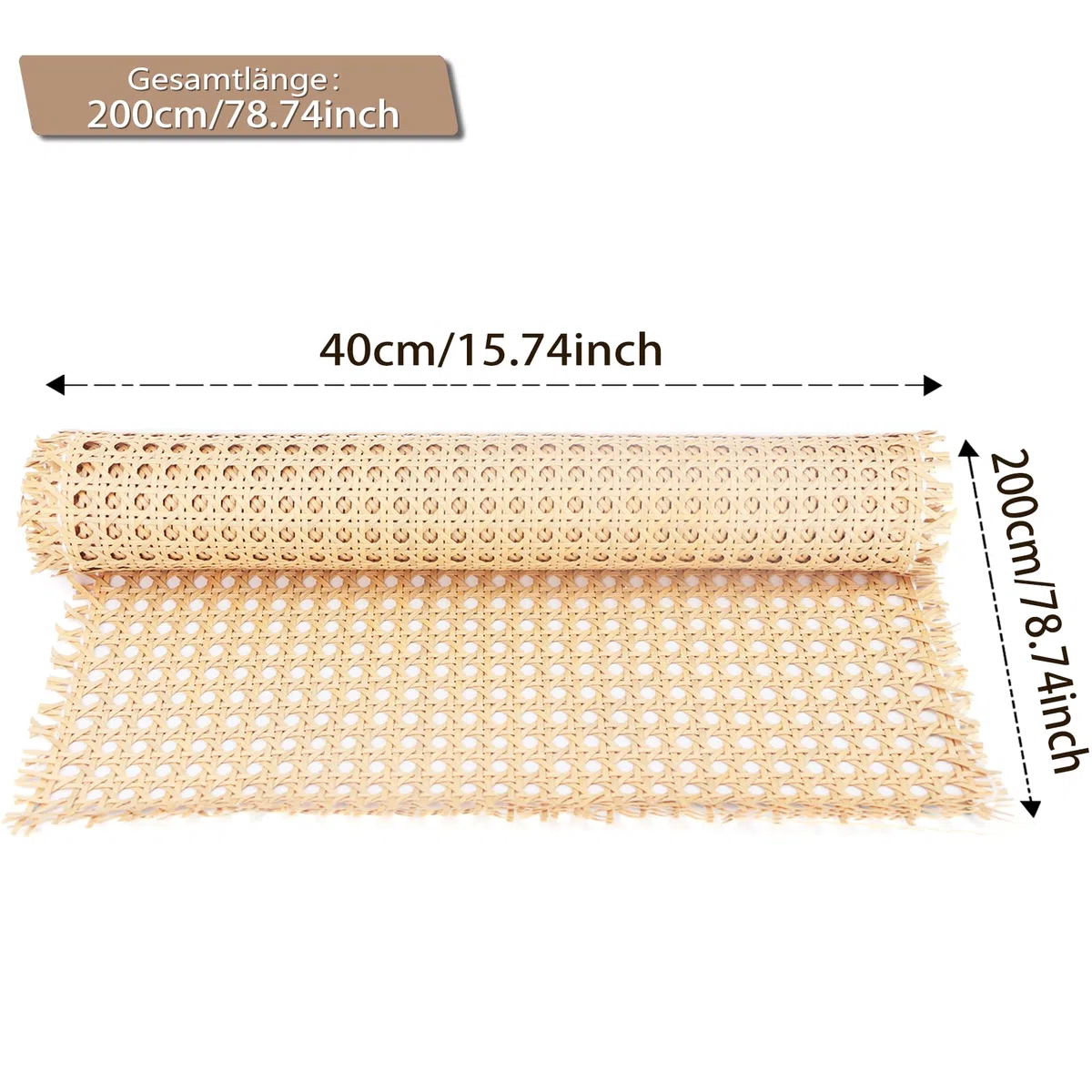 Vienna, tessitura in rattan, 40 x 200 cm, resistente alla muffa, materiale naturale, tubo intrecciato a nido d'ape, impermeabile, realizzato a mano, decorazione di mobili per mobili, sedie,