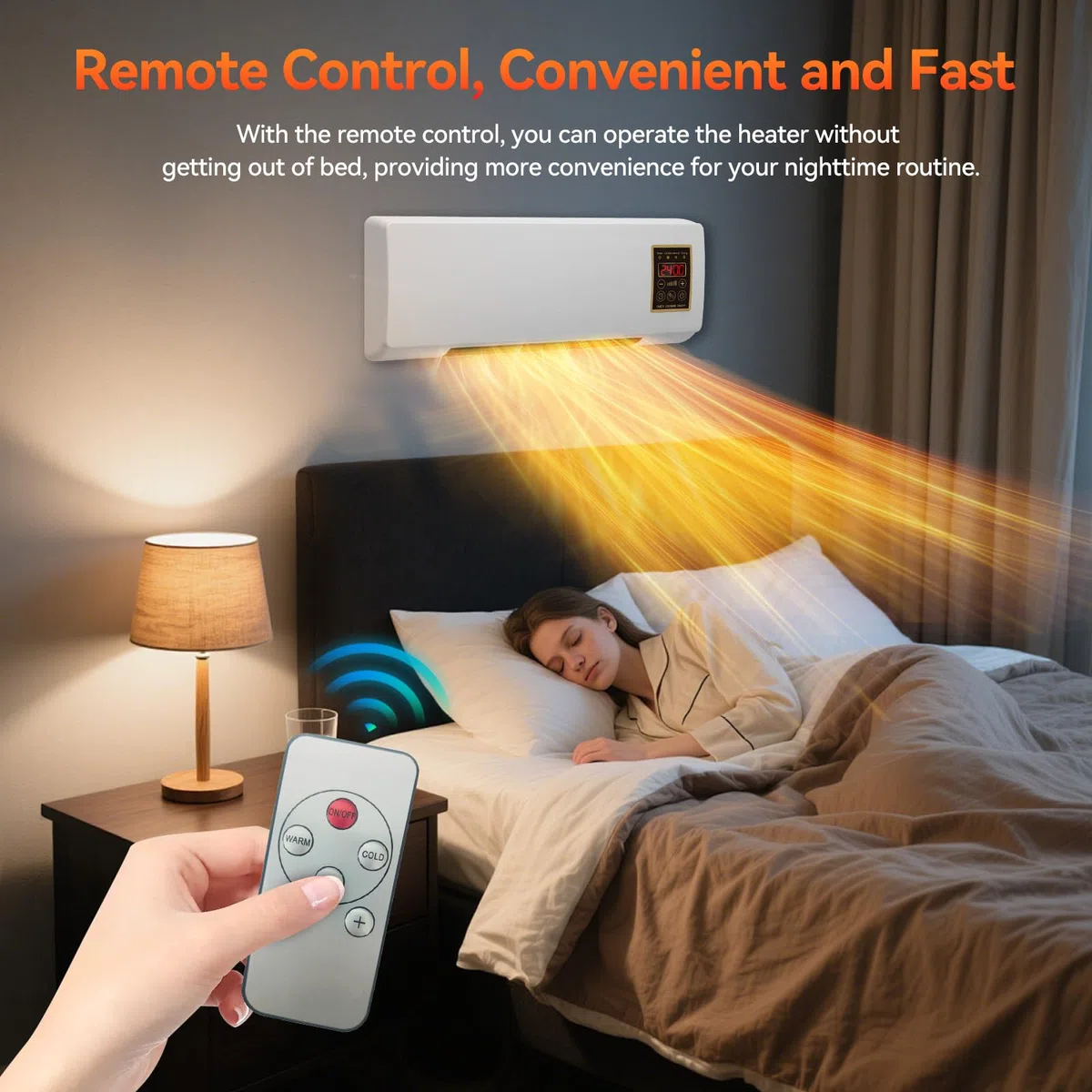 Riscaldatore Elettrico da parete e da tavolo da 1800 W – Display Digitale, Telecomando, timer Riscaldatore Ceramico Silenzioso per Camera da letto, Casa e ufficio