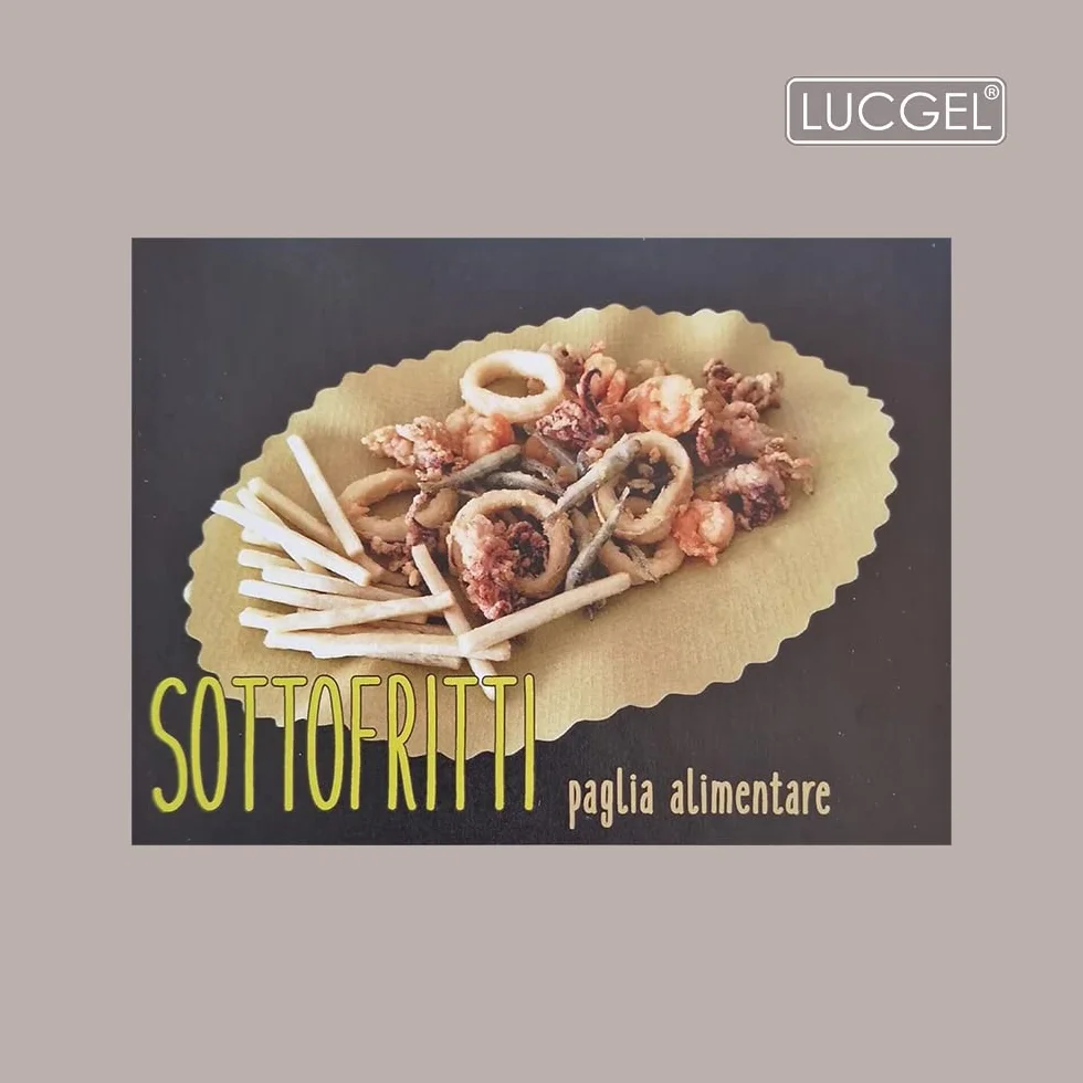 Lucgel Sottofritti Ovali in Carta Paglia Gialla Alimentare Goffrati Antigrasso 15x22 cm - 500 pezzi -
