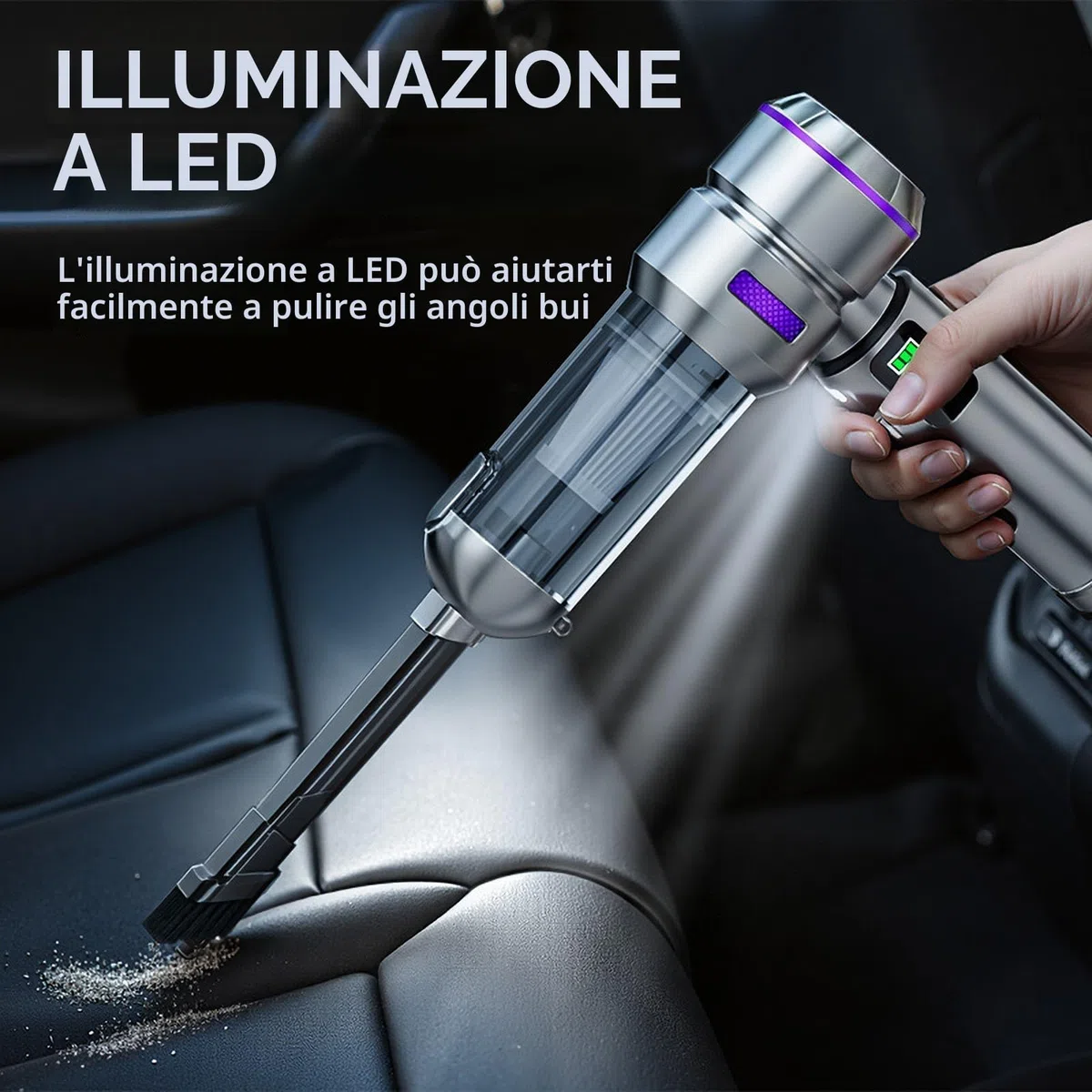 HOVIN Aspirapolvere per Auto – 26000pa Mini Aspirabriciole Senza Fili per Auto, One-Touch Dust Dump con 3 Velocità Motore Brushless, Aspirapolvere Portatile, per PC, Casa, Cucina, Fessure, Angoli