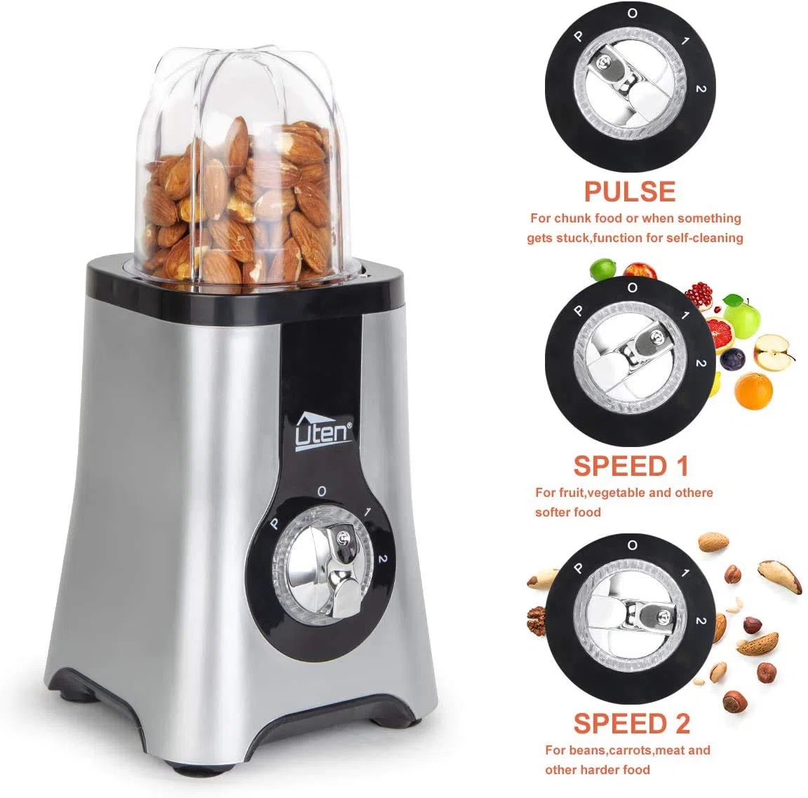 Uten Mini Frullatore Smoothie, 5 in 1 Blender Juicer, Frullatori da Cucina, Mini Blender, Juicer per Frullato, Fucco di Frutta e Verdura, 22.000 Giri/Minuto, 380W, Senza BPA
