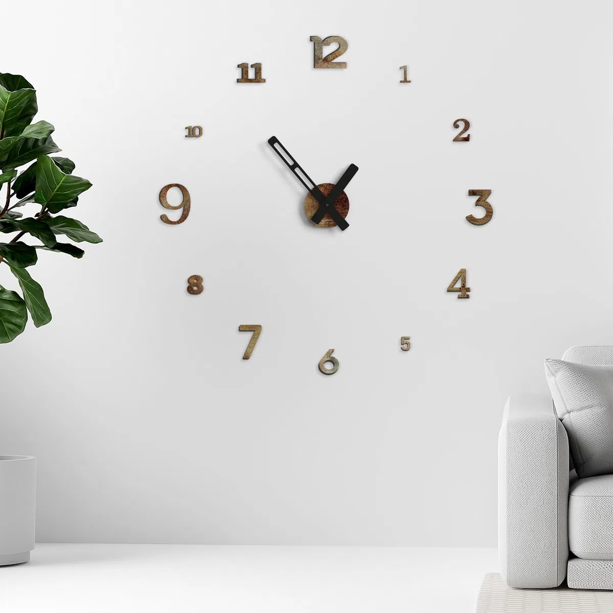 Giallobus - Orologio da Parete Adesivo Grande Float - Typos - Legno Mdf - Float ⌀ 60/80/110cm - 22 - Rust - Orologio da parete moderno - Numeri adesivi 3d - Diametro variabile 60/80/100cm