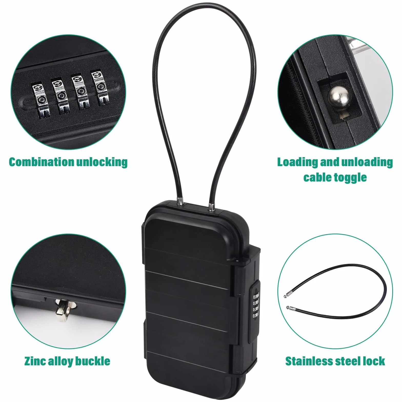 Mini Cassaforte Portatile con Combinazione, Cassetta per chiavi di Sicurezza da Viaggio con Corda Metallica Rimovibile, Cassaforte con Combinazione Numeri per Spiaggia, Sampeggio, Casa, Ufficio