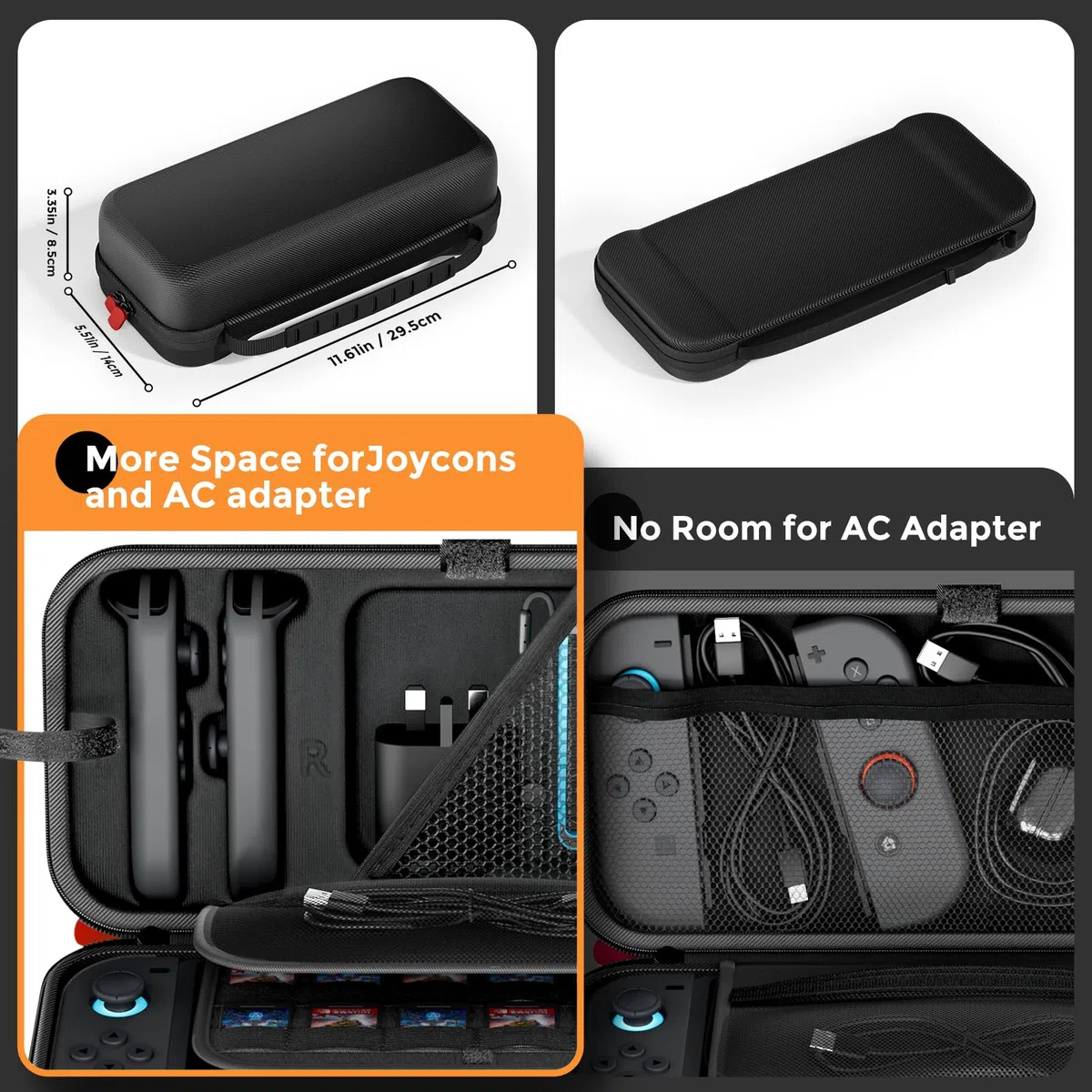 ProCase Borsa per Console Custodia per Nintendo Switch 2 2025, con Slot per Schede 24 Giochi, Custodia Protettiva per Console e Accessori -Nero
