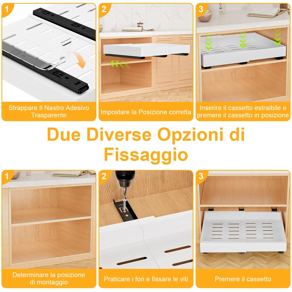 Cassetto Telescopico, 2 Pezzi Espandibile Ripiani per Cassetti Estraibili per Armadio da Cucina Cassetto Scorrevole Estensibile Estraibile Larghezza Regolabile 32-52cm Per Cucina Bagno Soggiorno