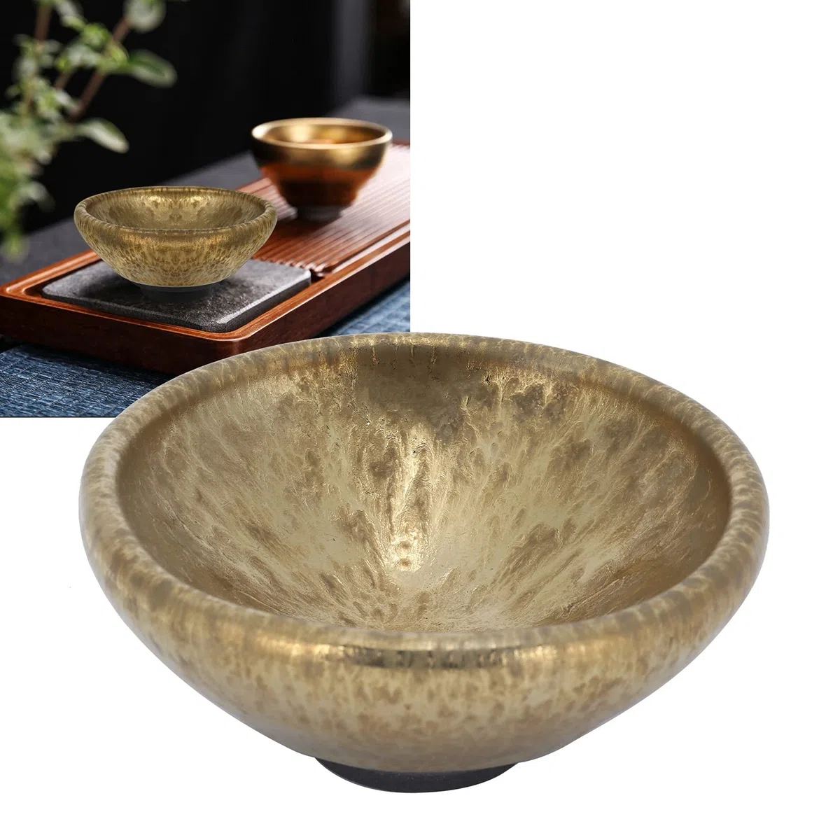 Tazza da Tè in Ceramica Cinese Jianzhan, Tenmoku Mini Tazza Fatta a Mano per Cerimonia del Tè Kungfu, Artigianato Tradizionale per Casa, Ufficio e Regali