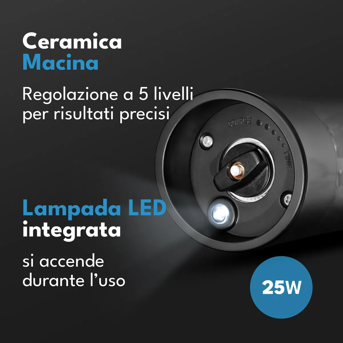 LEBENLANG Macina sale e pepe elettrico - Sensore di inclinazione e ricaricabile I Macinapepe automatico & elettrica I Trita saliera e pepiera Macinasale peperoncino elettrico