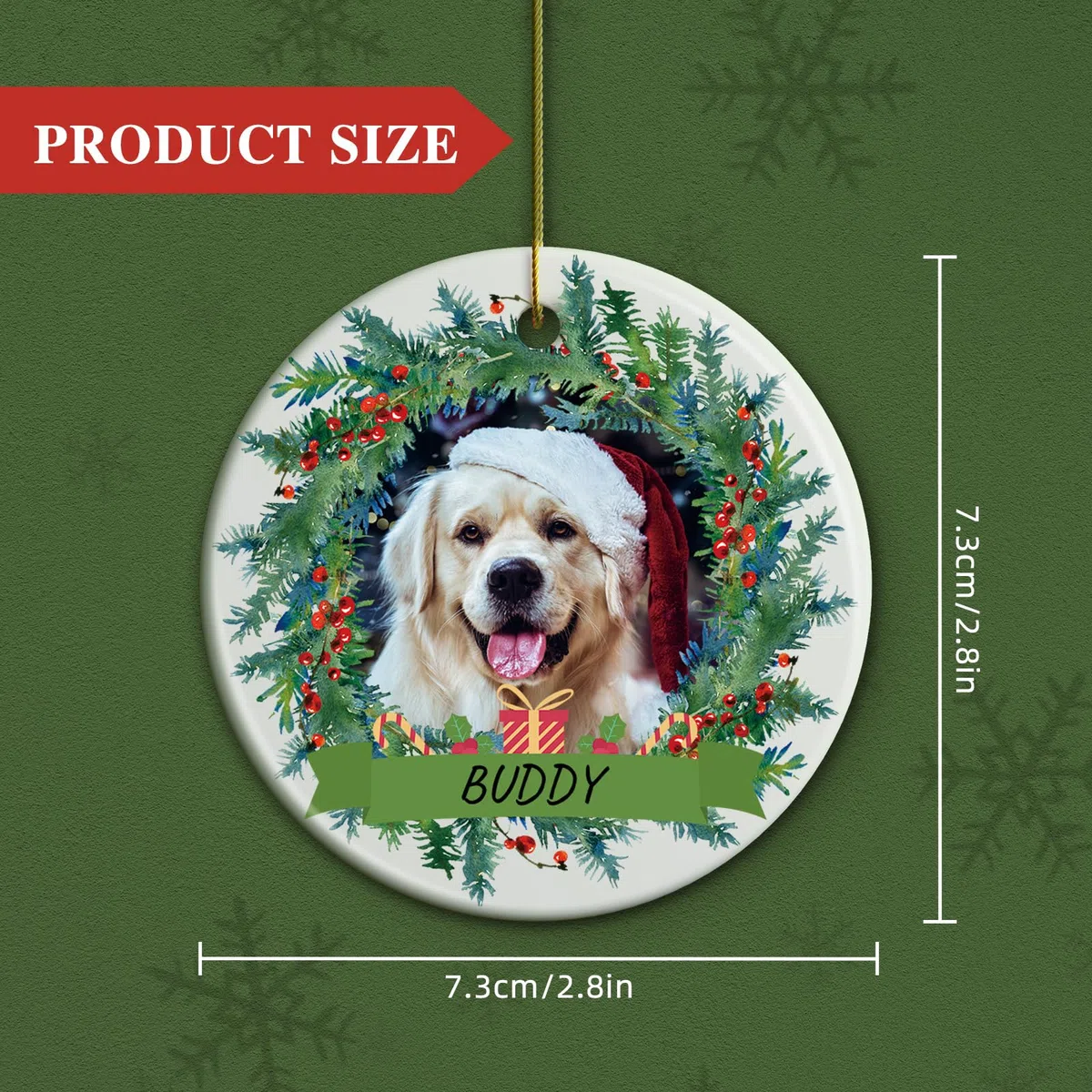 ALBK Ornamento natalizio personalizzato per cani - Ornamenti per animali domestici personalizzati per albero di Natale 2024, ornamenti fotografici personalizzati con nomi, ornamento in ceramica per la