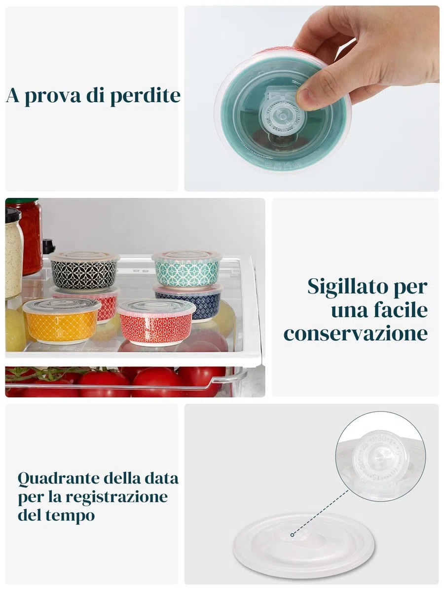 DOWAN Pirottini per Soufflé con Coperchio, 6 X 120 ml Stampi a Prova di Forno per Crème Brulée, Muffin, Mini Ciotola Porcellana per Forno, Salsa, Snack, Fruttoda, Ø 9,0cm-Colori Vivaci