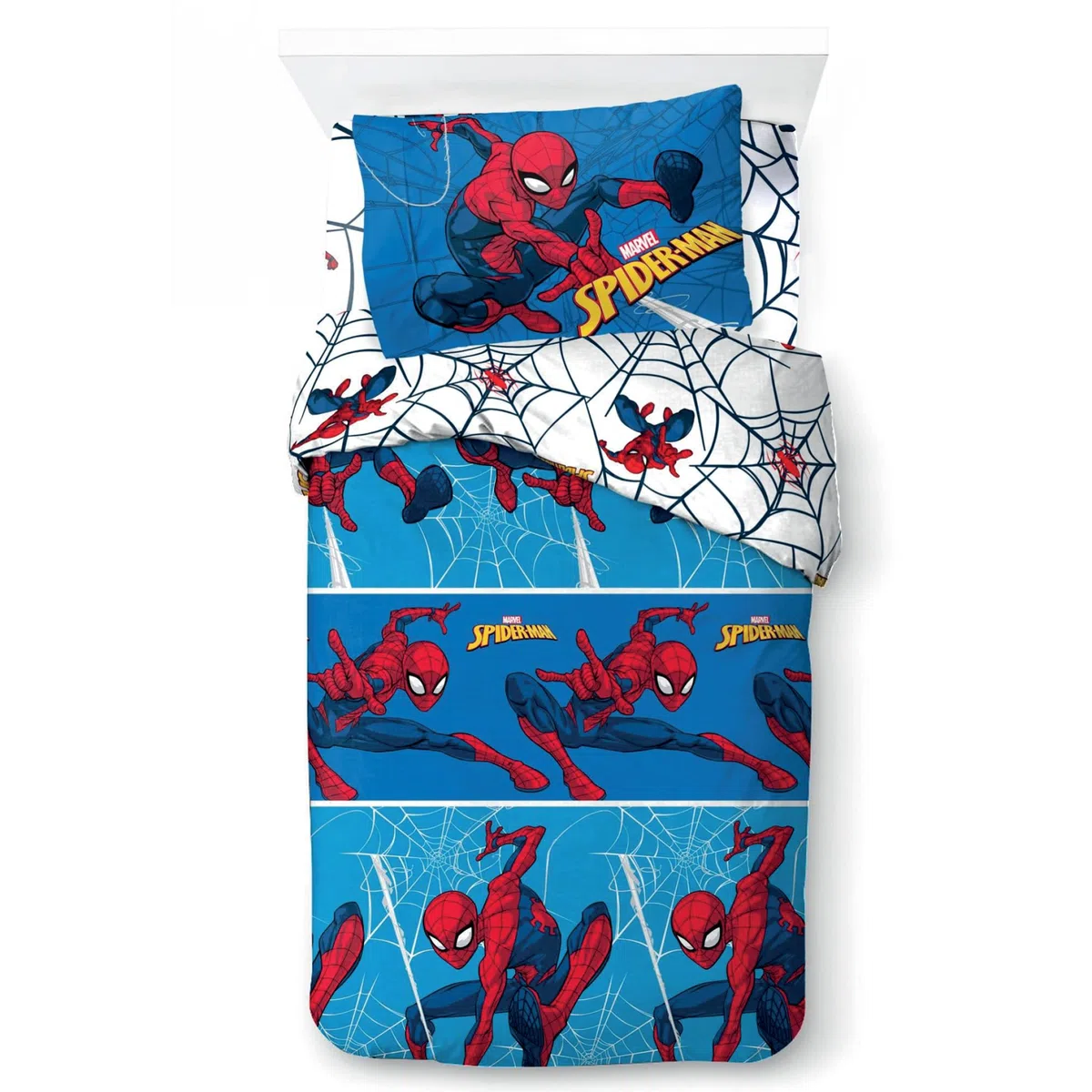 Novia - Copripiumino Singolo - Spiderman - 100% Cotone, Disney, stampa colorata, facile da lavare, confortevole e piacevole sulla pelle