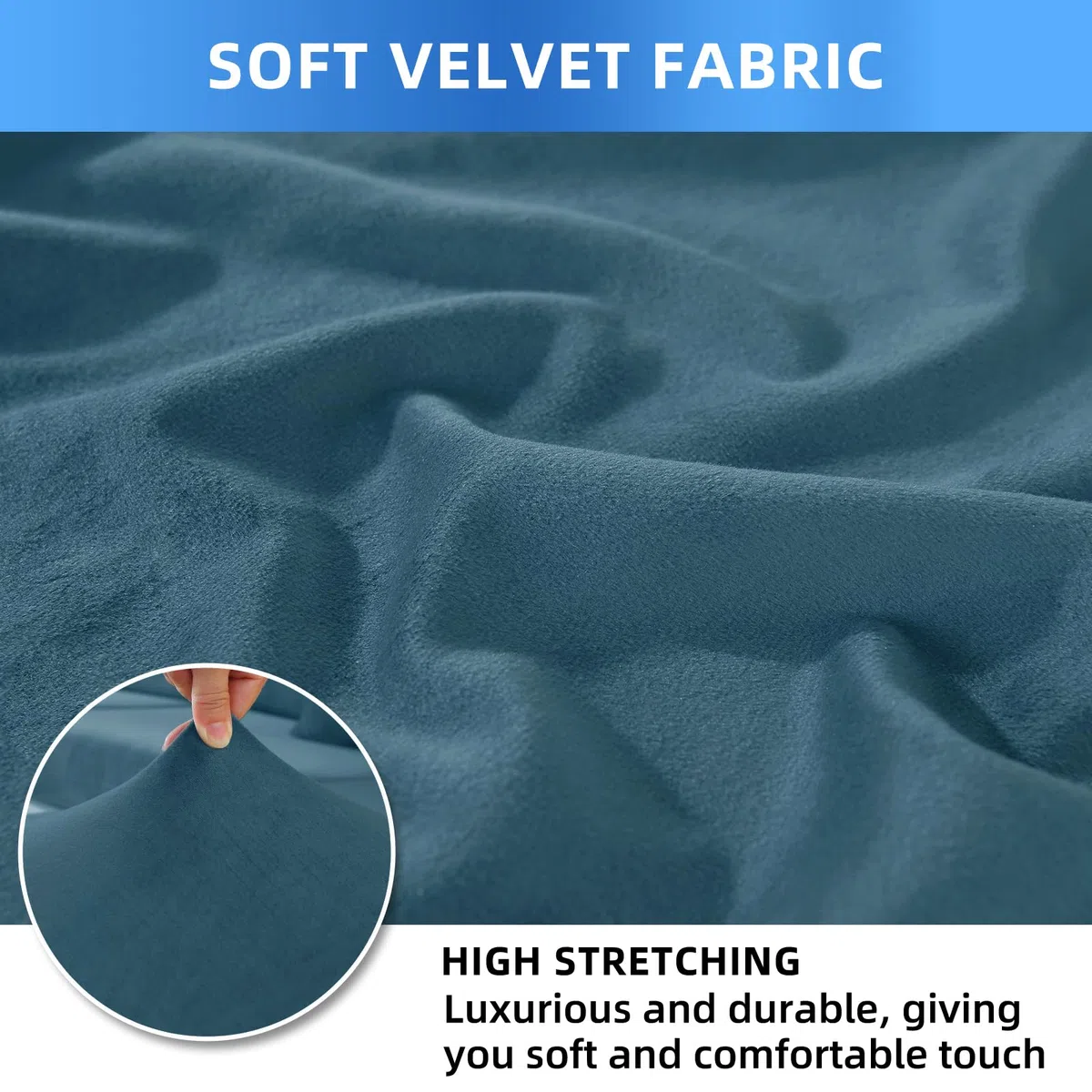 Velluto Coprisedie Con Schienale 6 Pezzi, Coprisedia Cucina Elasticizzato, Universale Copri Sedie Soggiorno, Fodera Sedia Con Schienale Alto, Chair Cover, Blu Pavone