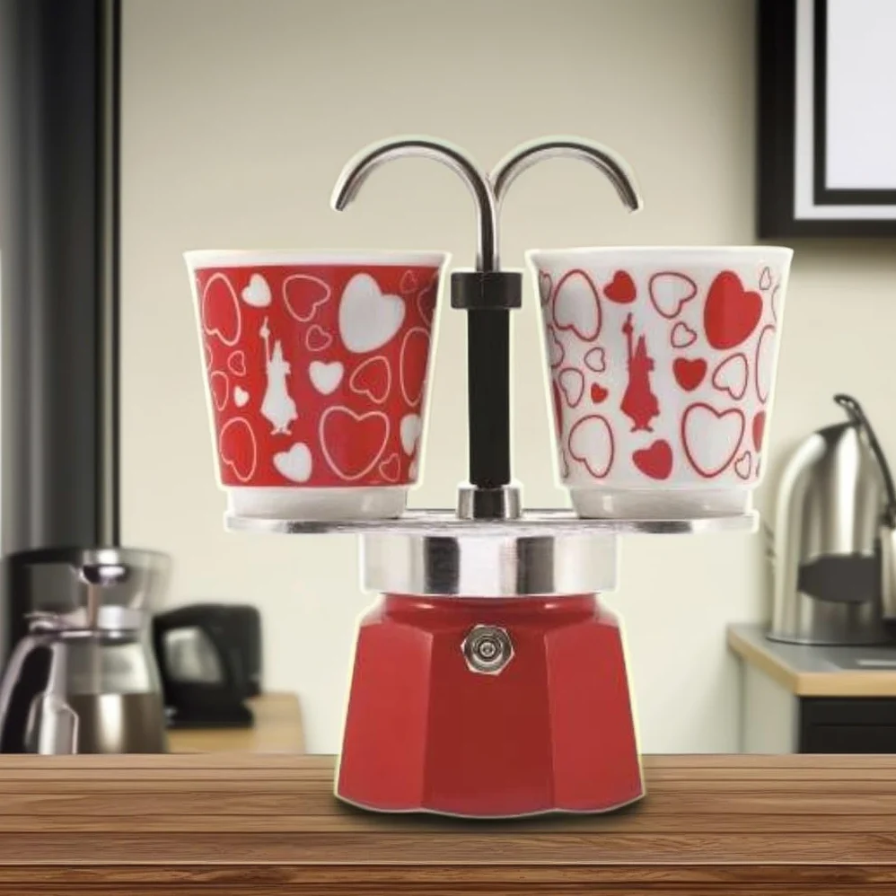 Bialetti Set Mini Express Moka Con 2 Tazze Cuore 90ml