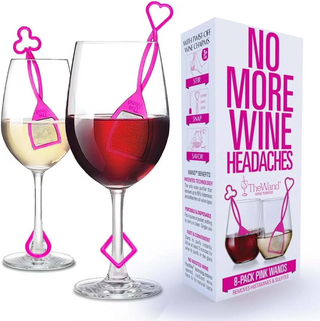 Aspiree The Wand Wine Filter by PureWine | No More Wine Headaches | Removes Sulfites And Histamines | New Twist-off Wine Charms | (12)