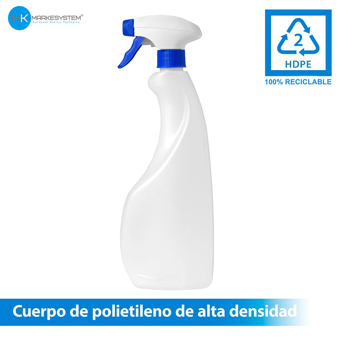Flacone di plastica spray vuota da 750 ml (5 unità) Traslucido e riciclabile HPDE - casa e professionale - Pistola per prodotti chimici, liquidi, alcolici ecc.