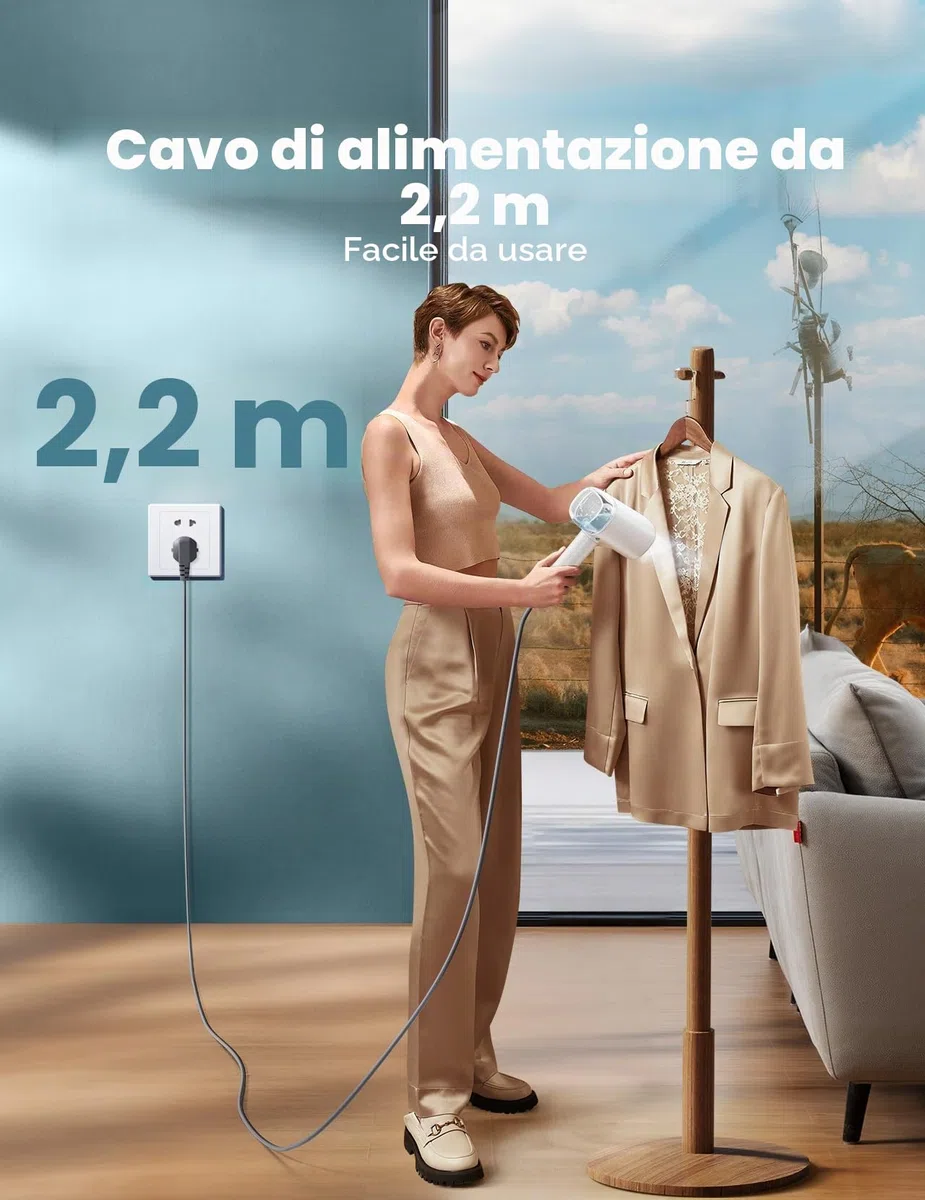 Vaporizzatore per abbigliamento, piroscafo pieghevole e portatile, riscaldamento rapido 30 secondi, vaporizzatore per vestiti, con serbatoio d'acqua da 170 ml, vapore a mano per casa e viaggi