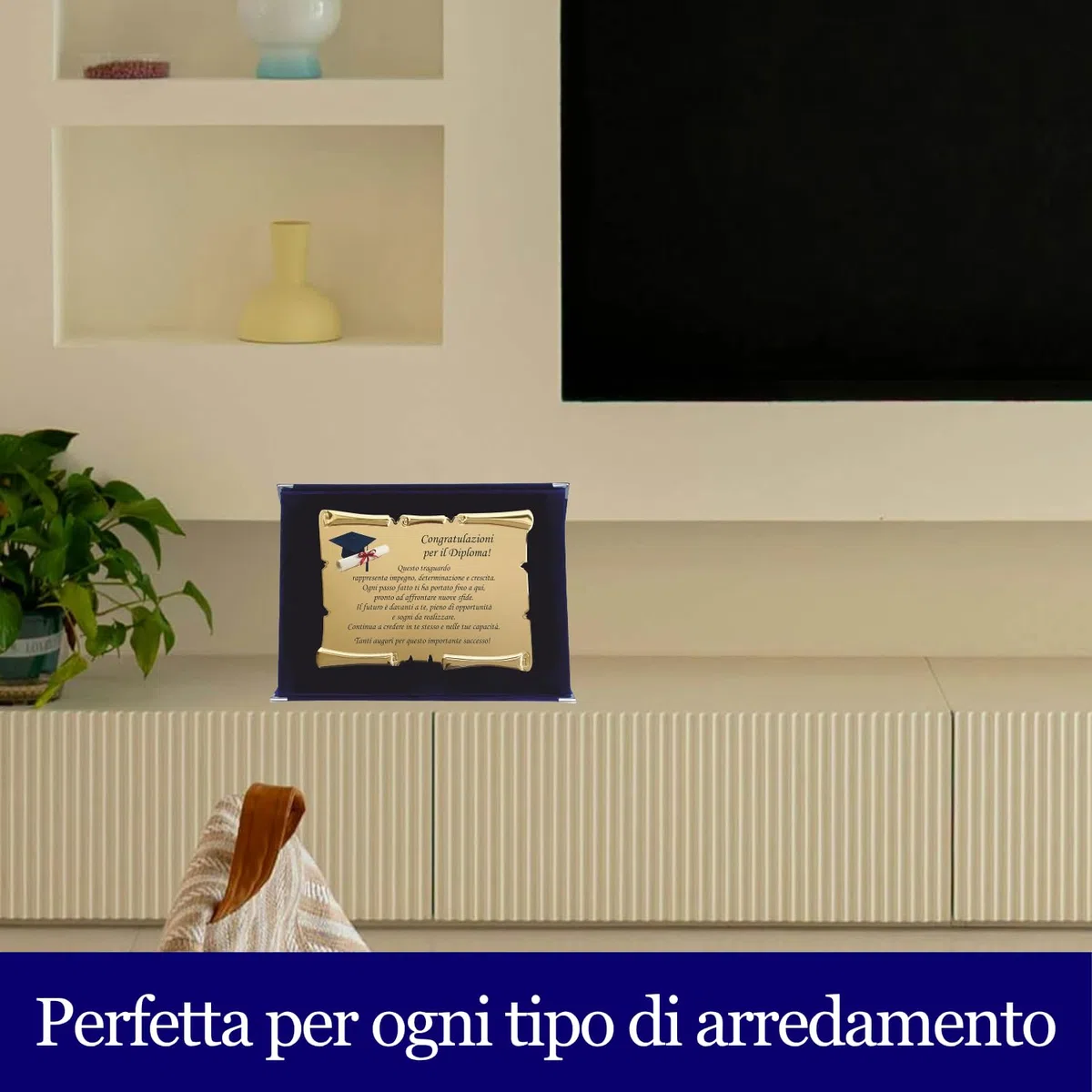 Targa Diploma con Pergamena in Cofanetto Velluto – Idea Regalo Diploma – Targa Celebrativa con Dedica – Ricordo Elegante per Diplomato e Diplomata (Blu)