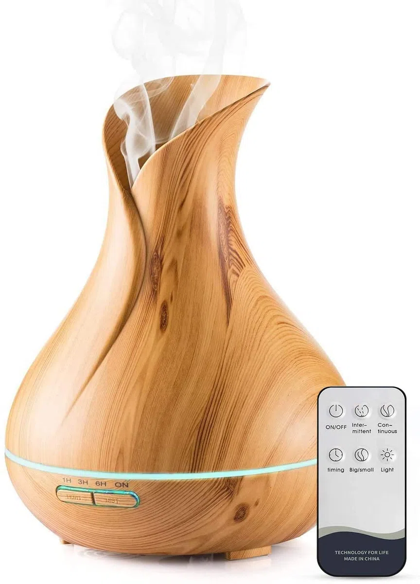 550ml Diffusore di Oli Essenziali, Umidificatore con Timer, Spegnimento Automatico,7 Colori Luce LED, Senza BPA