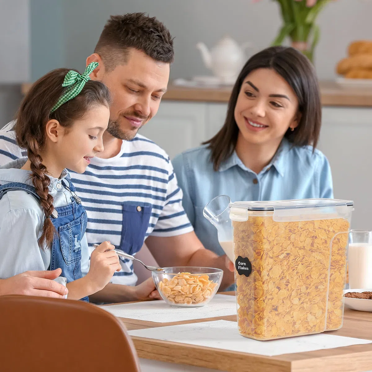 Lifewit 4 Contenitori Ermetici per Alimenti, Set Contenitori per Alimenti 4L, Contenitori Pasta Dispensa Salvaspazio, Contenitori Barattoli Cucina Accessori, Barattoli Pasta Plastica con Coperchio