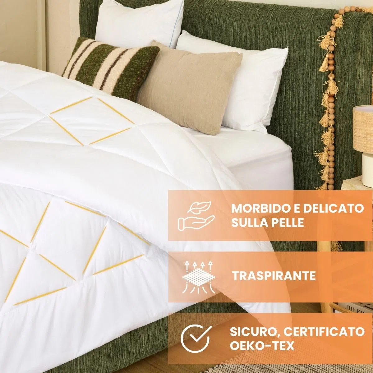 DREAMWAY - Piumino Letto Singolo Quattro 4 Stagioni 135x200 cm, Set Piumino Estivo 150gsm 135 x 200 + Primaverile/Autunnale 300gsm 200x135 = Piumone Invernale Trapunta Caldissimo 450gsm