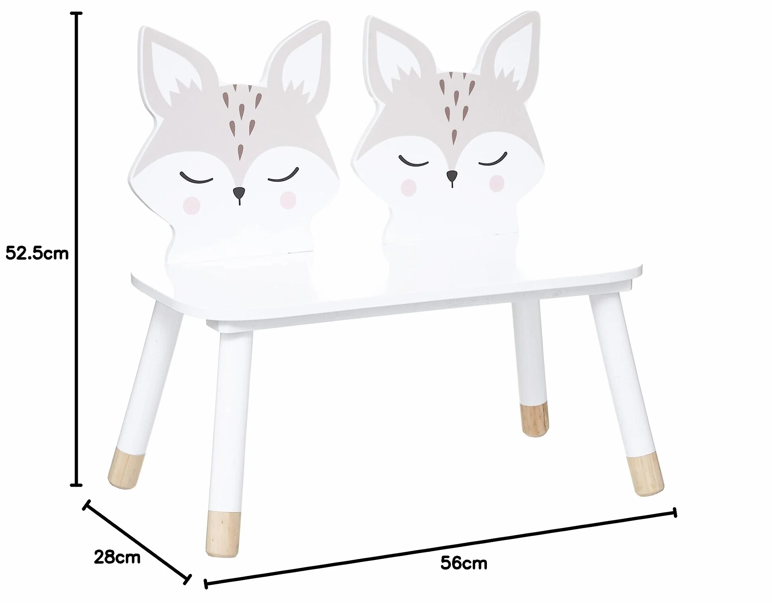 ATMOSPHERA CREATEUR D'INTERIEUR - Panchina per bambini fox in legno bianco 56x28cm