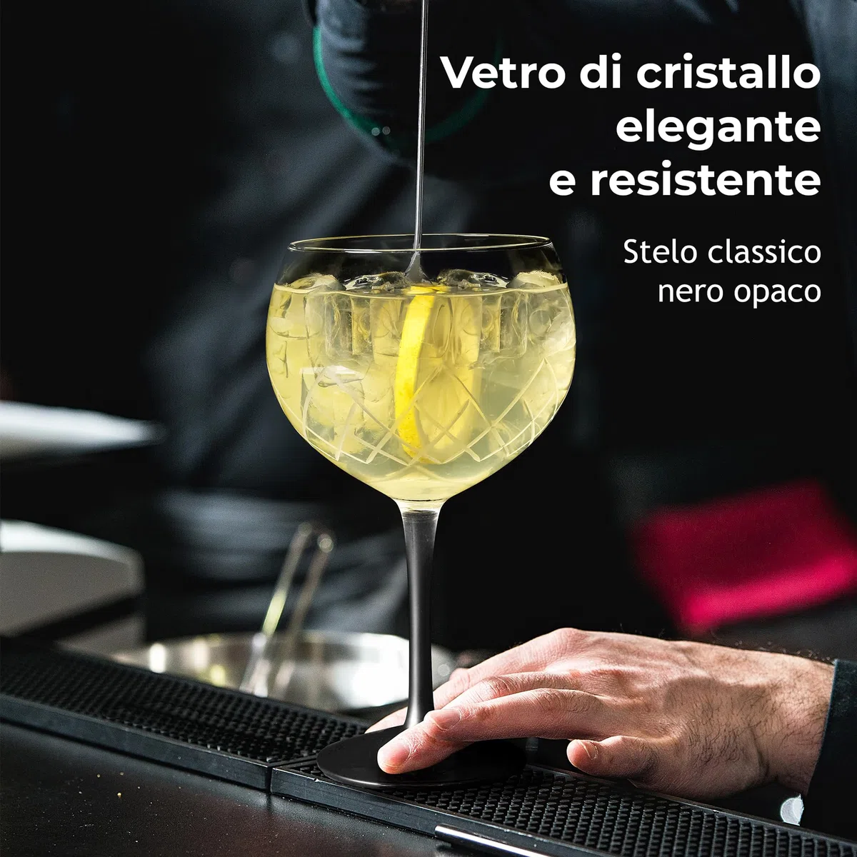 MIAMIO - 2 bicchieri da gin e tonica da 650 ml - di alta qualità ideali per cocktail - Set regalo comprensivo di misurino e cucchiaio per mescolare