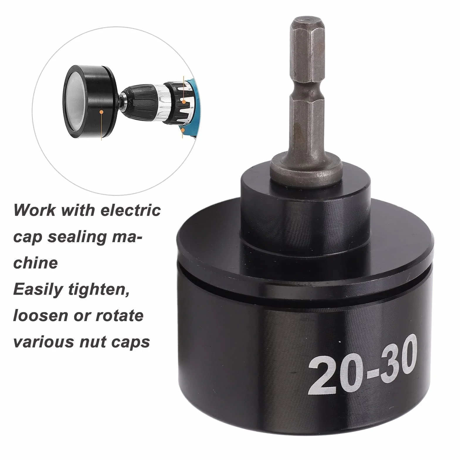 Tappatore Per Bottiglie,Testa Elettrica Per Sigillatura Tappi Testa Per Tappatura Bottiglie in Metallo Testa Rotante Per Serrare, Allentare E Ruotare Tappi Con Diametro Da 20 Mm A 30 Mm