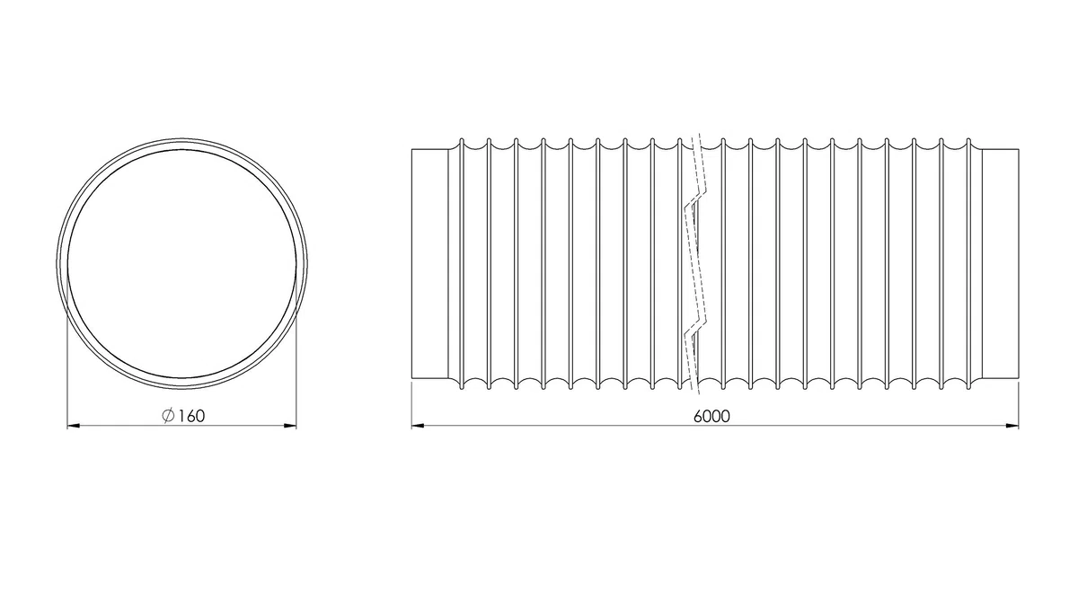 Ø 160mm Tubo Flessibile di Scarico in PVC - Tubo Condizionatore Portatile - Tubo per Cappa Cucina - 6m Lunghezza del Condotto dell'aria