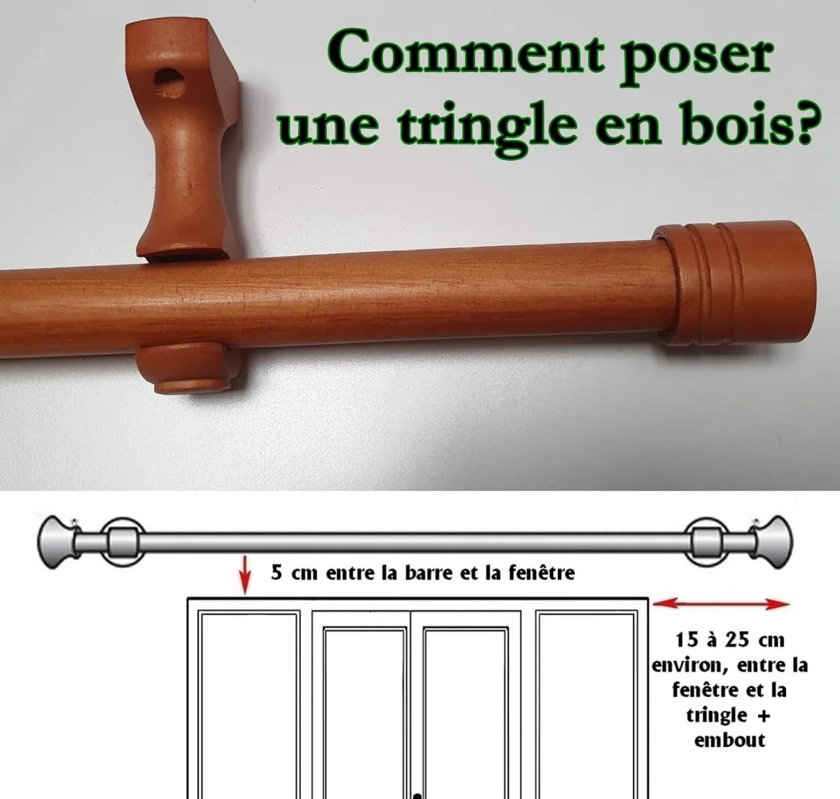 MadeInNature Bastone per tende in legno, diametro 28 mm, kit asta per tende completo con punte e staffe, lunghezza e colori a scelta (ciliegio, punta tappo, lunghezza 1,40 m)