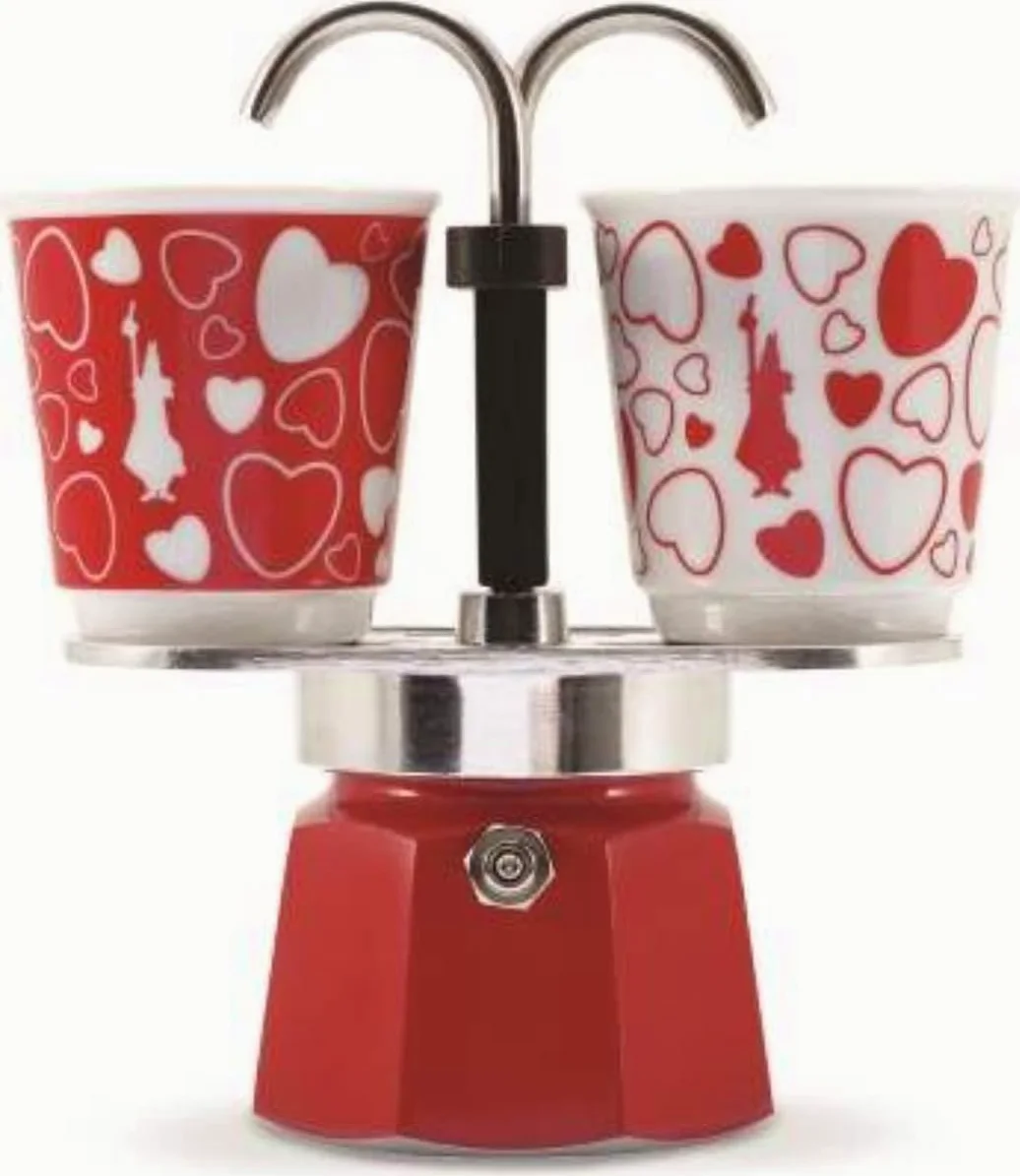 Bialetti Set Mini Express Moka Con 2 Tazze Cuore 90ml