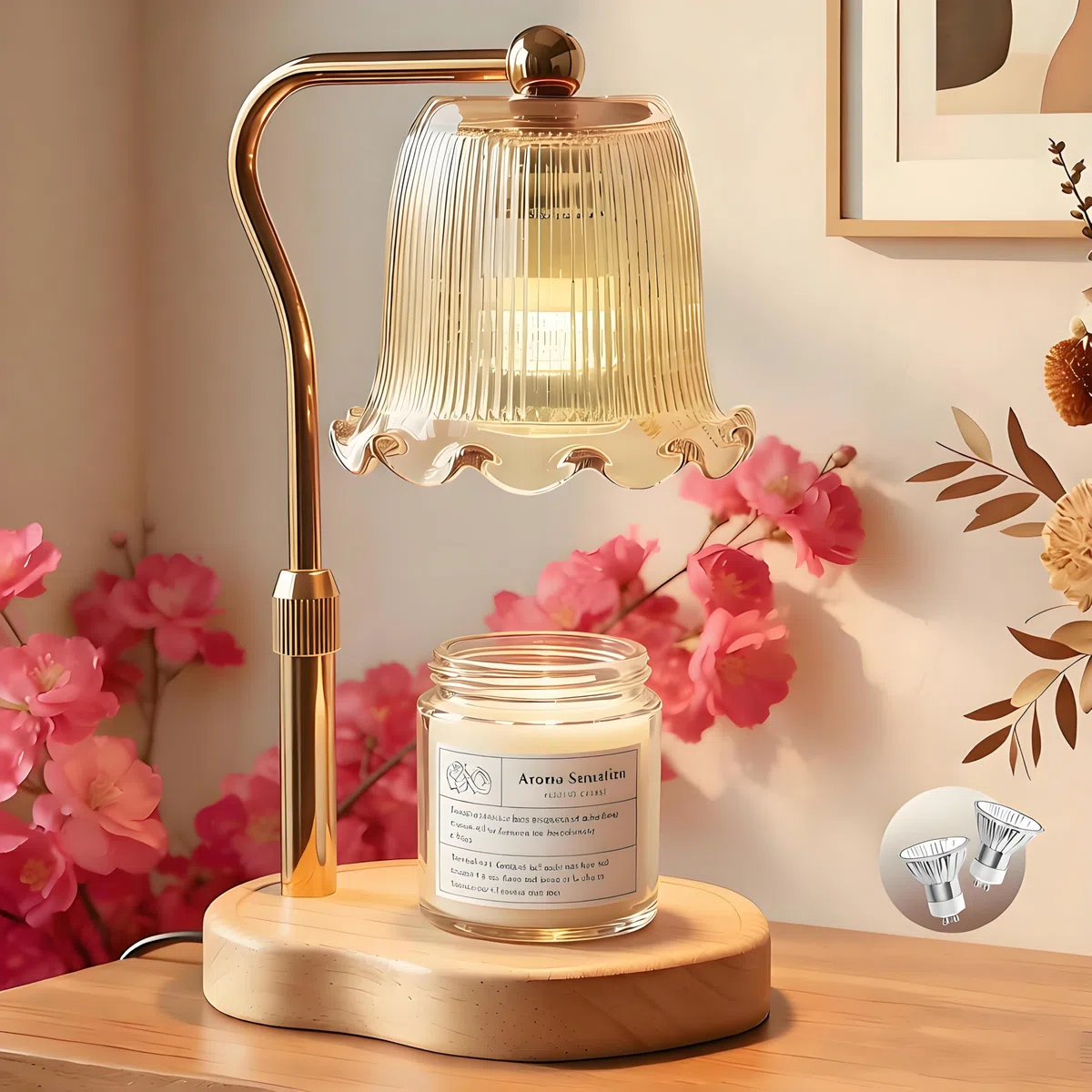 lampada scalda candela,Candle Warmer Lamp with Timer and Dimmer,con 2 lampadine, adatto per interni e arredamento domestico.