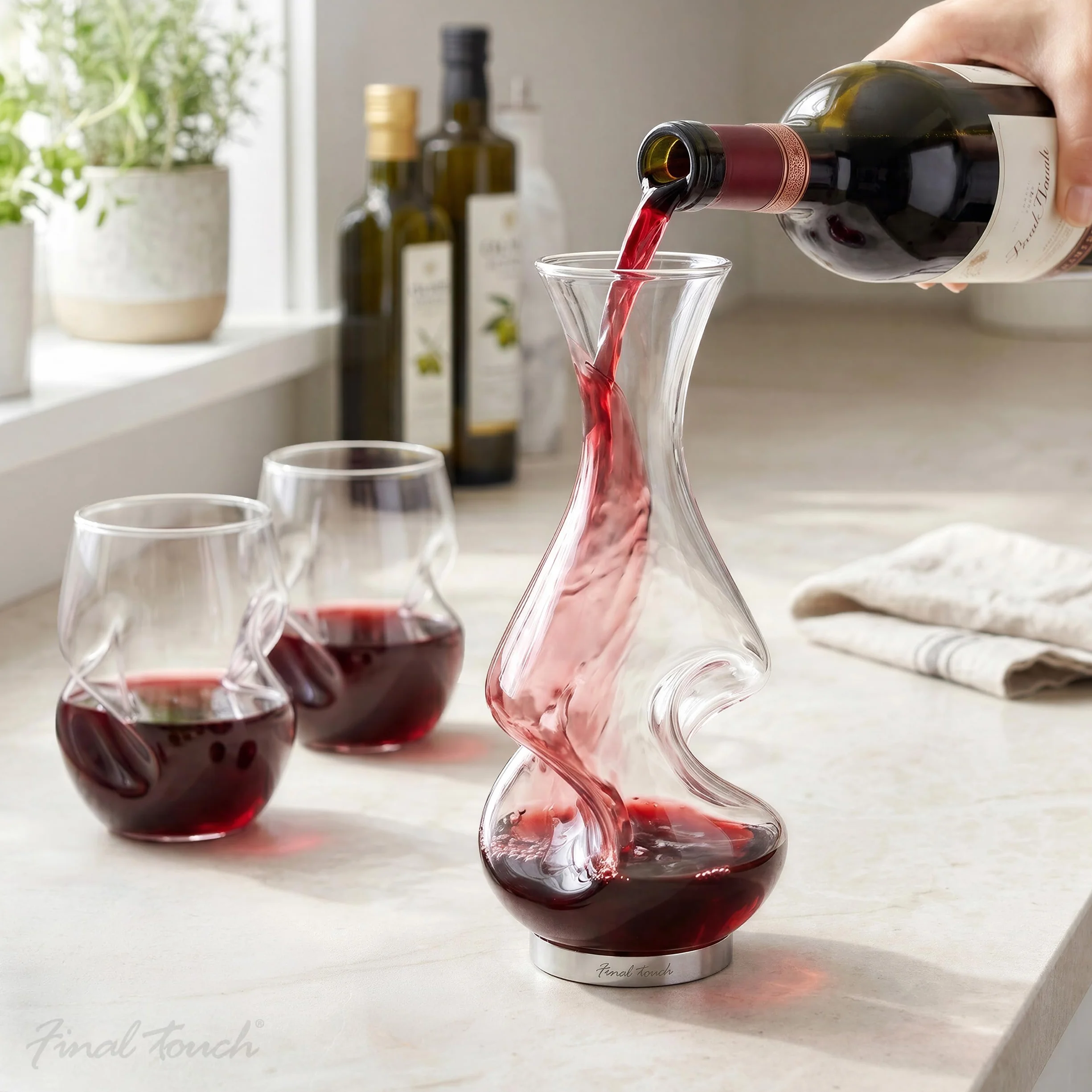 Final Touch Conundrum - Decanter per ossigenare Il Vino, Trasparente